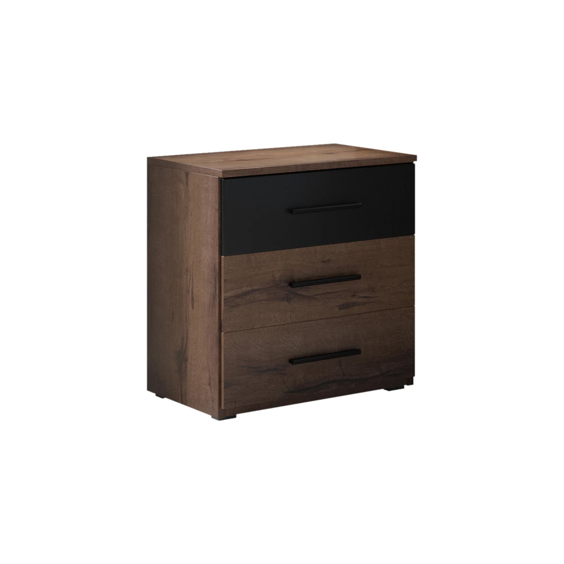 Brown - Nachtkastje - Zwart/eiken - 46x41x55 cm