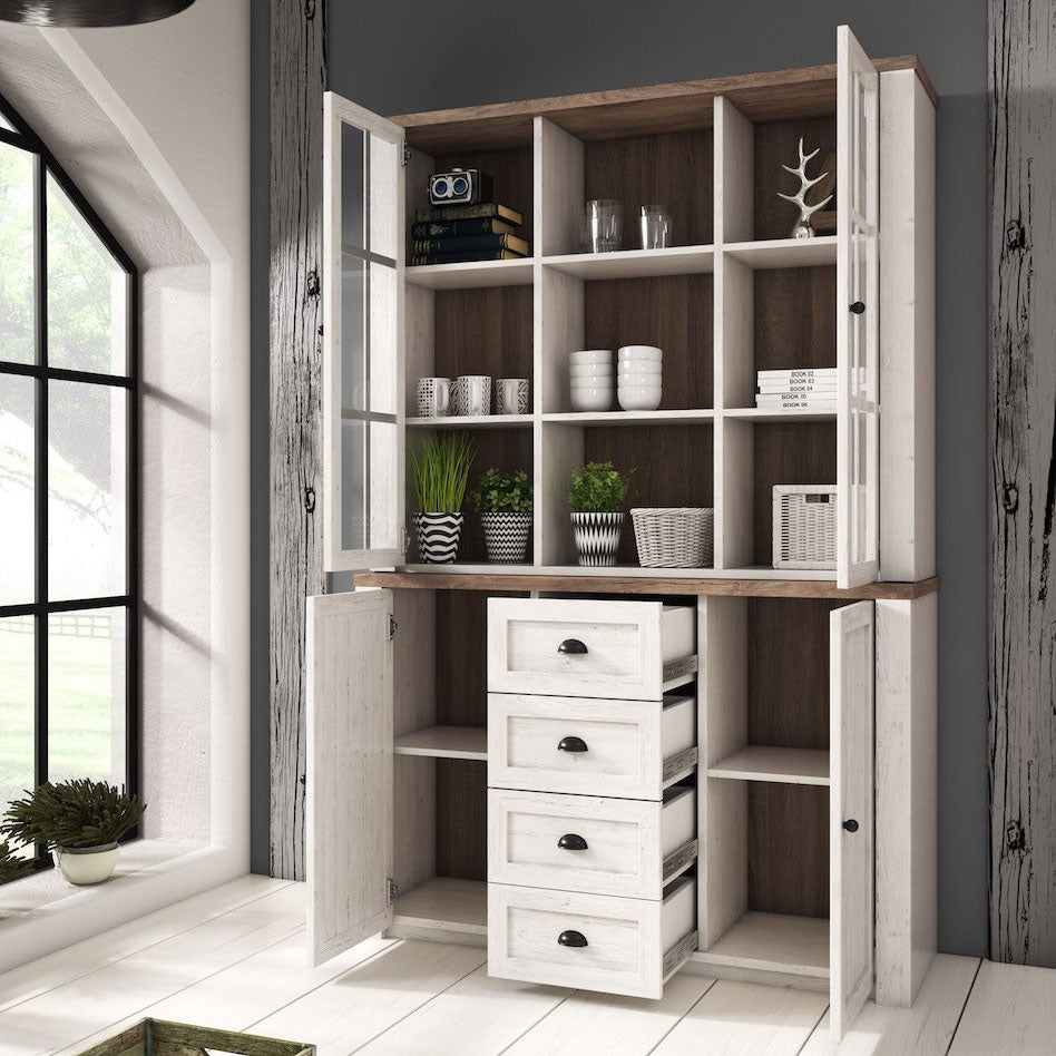 Parello 2 - Buffetkast - Wit/eiken - 130x43x199 cm