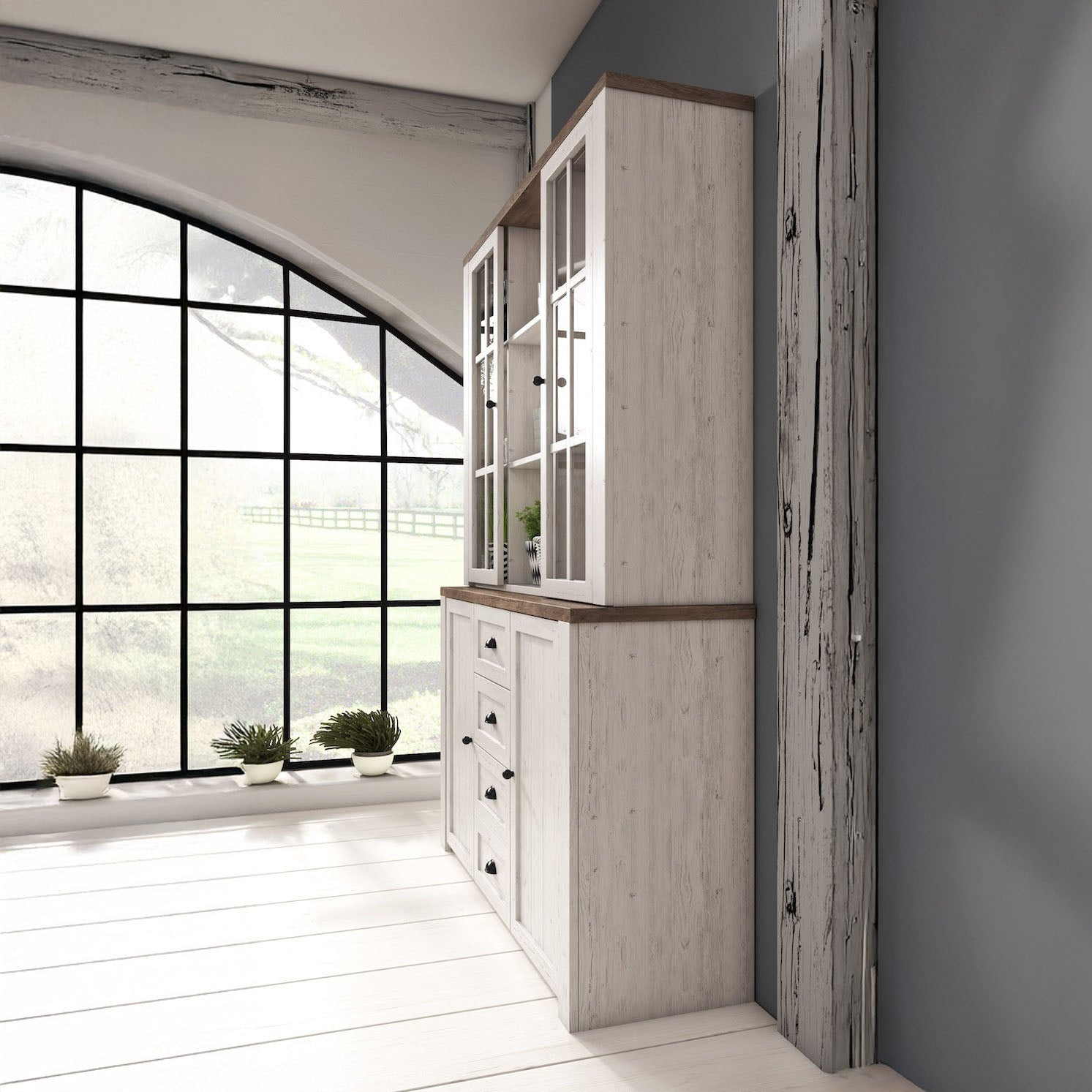 Parello 2 - Buffetkast - Wit/eiken - 130x43x199 cm