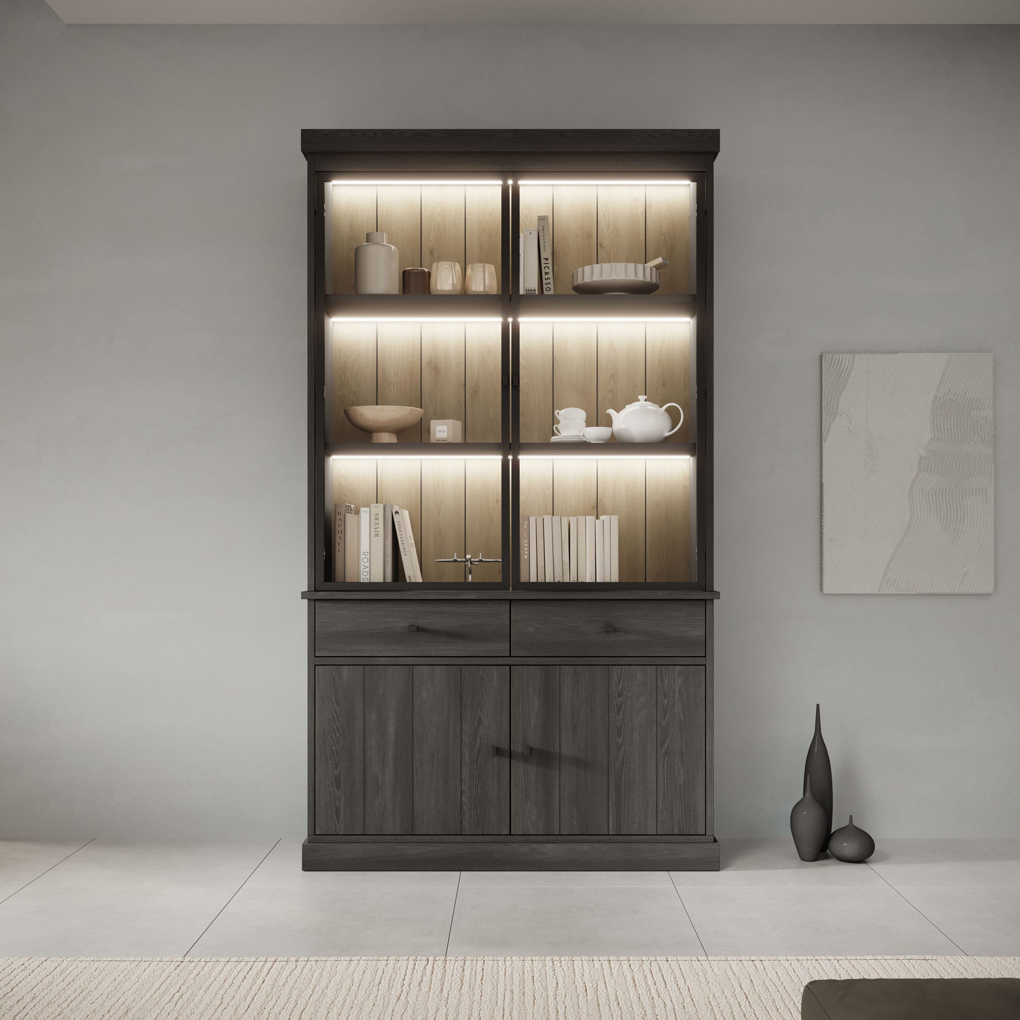 Vince 1 - Buffetkast - Zwart - 124x40x220 cm
