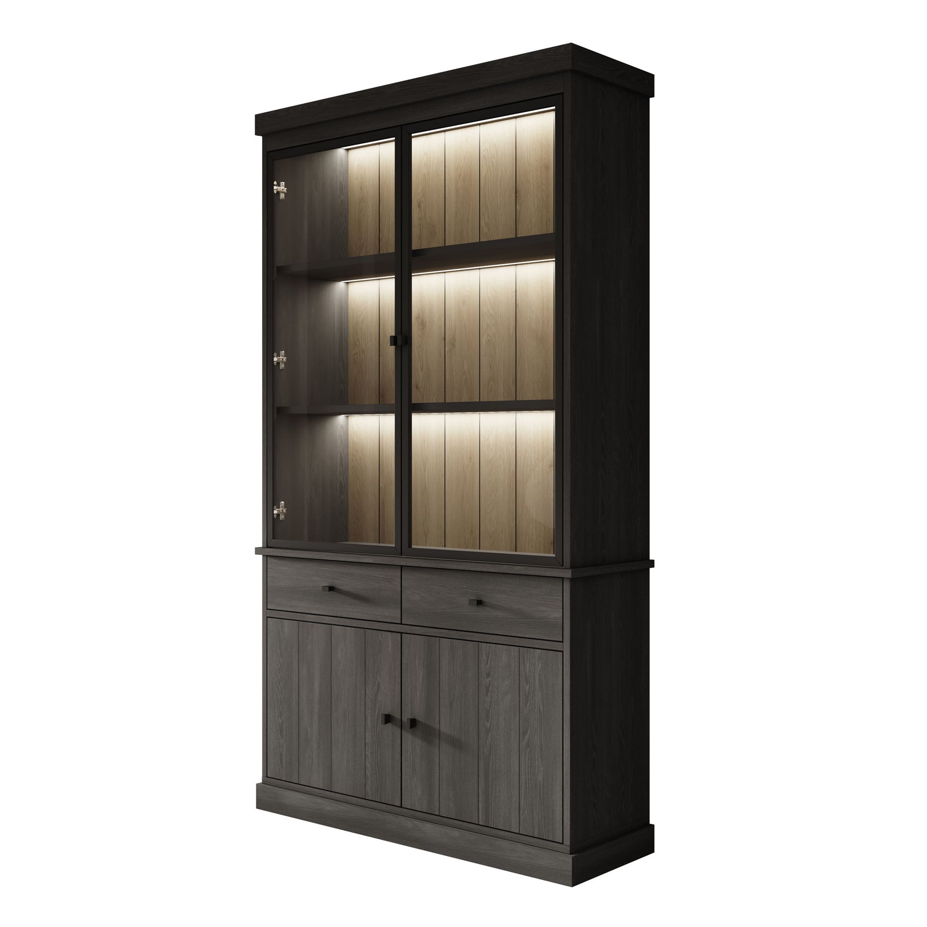 Vince 1 - Buffetkast - Zwart - 124x40x220 cm