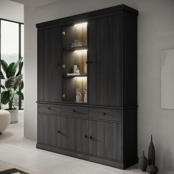 Vince 3 - Buffetkast - Zwart - 182x40x220 cm