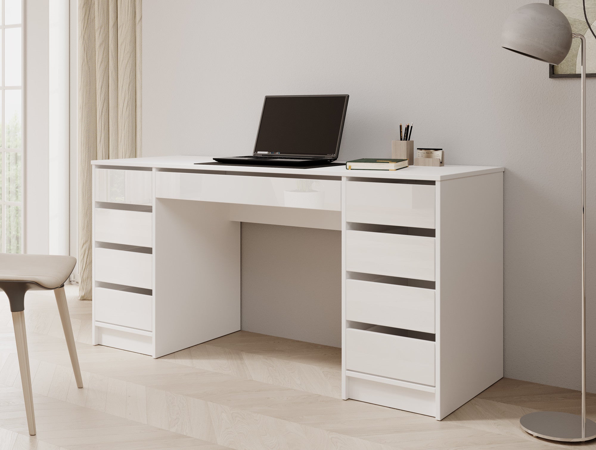 Avio 2 - Bureau - Wit hoogglans - 154x55 cm
