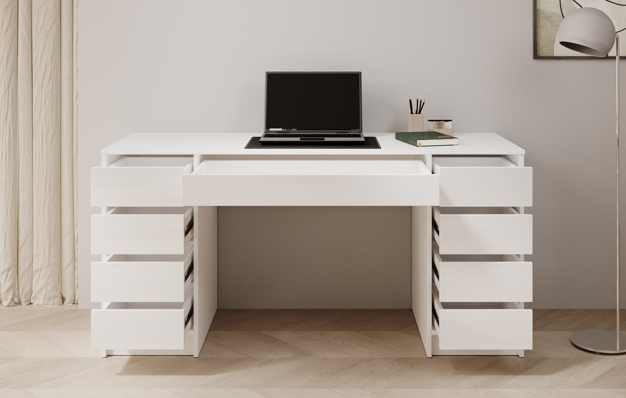 Avio 2 - Bureau - Wit hoogglans - 154x55 cm