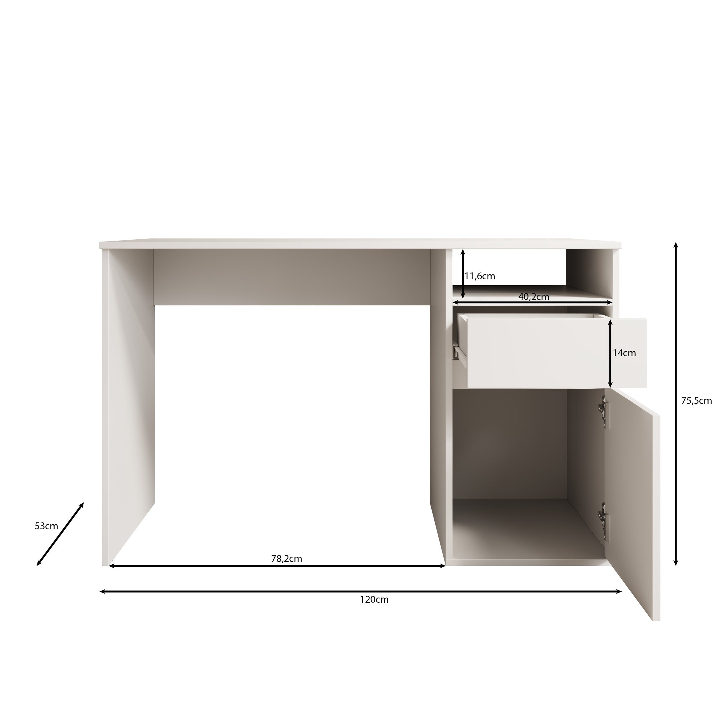 Babot 1 - Bureau - Wit - 120x54 cm