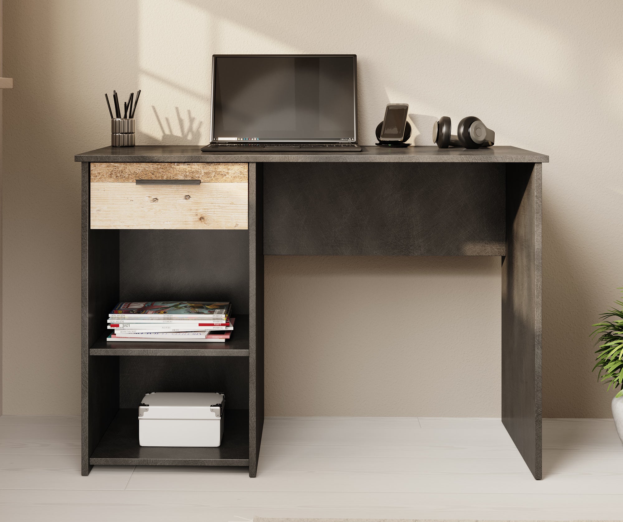 Hyatt - Bureau - Eiken/wit - 156x55 cm