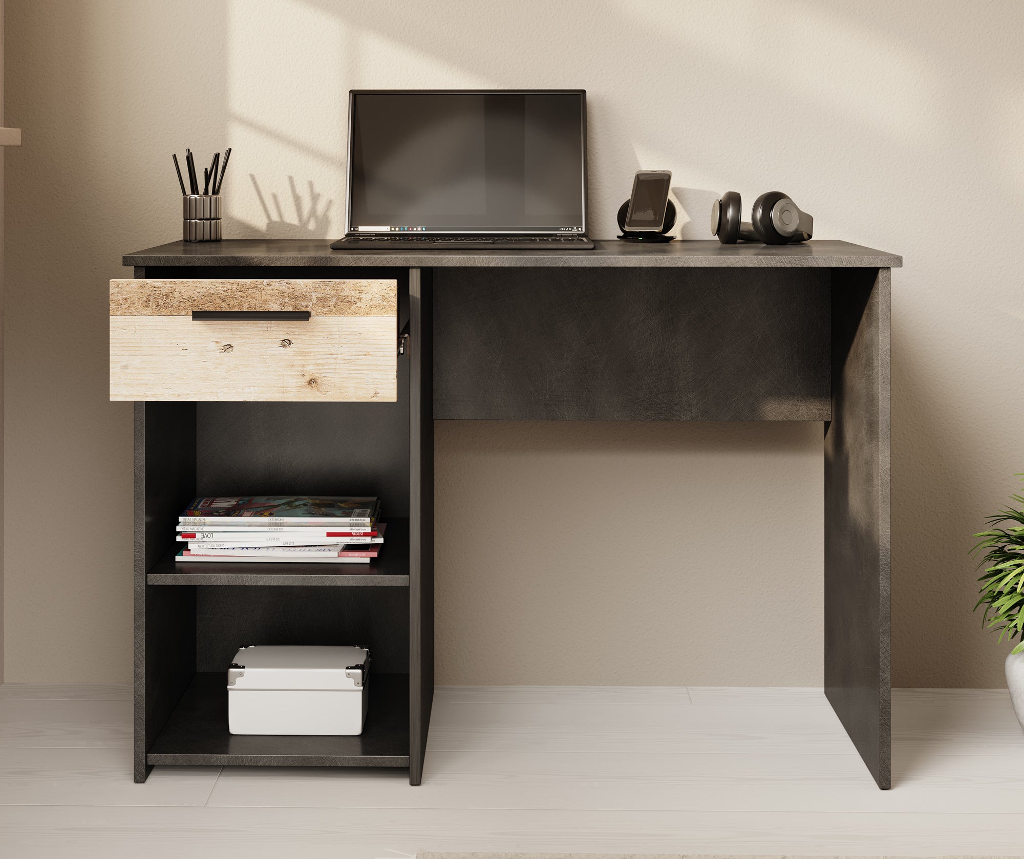 Hyatt - Bureau - Eiken/wit - 156x55 cm