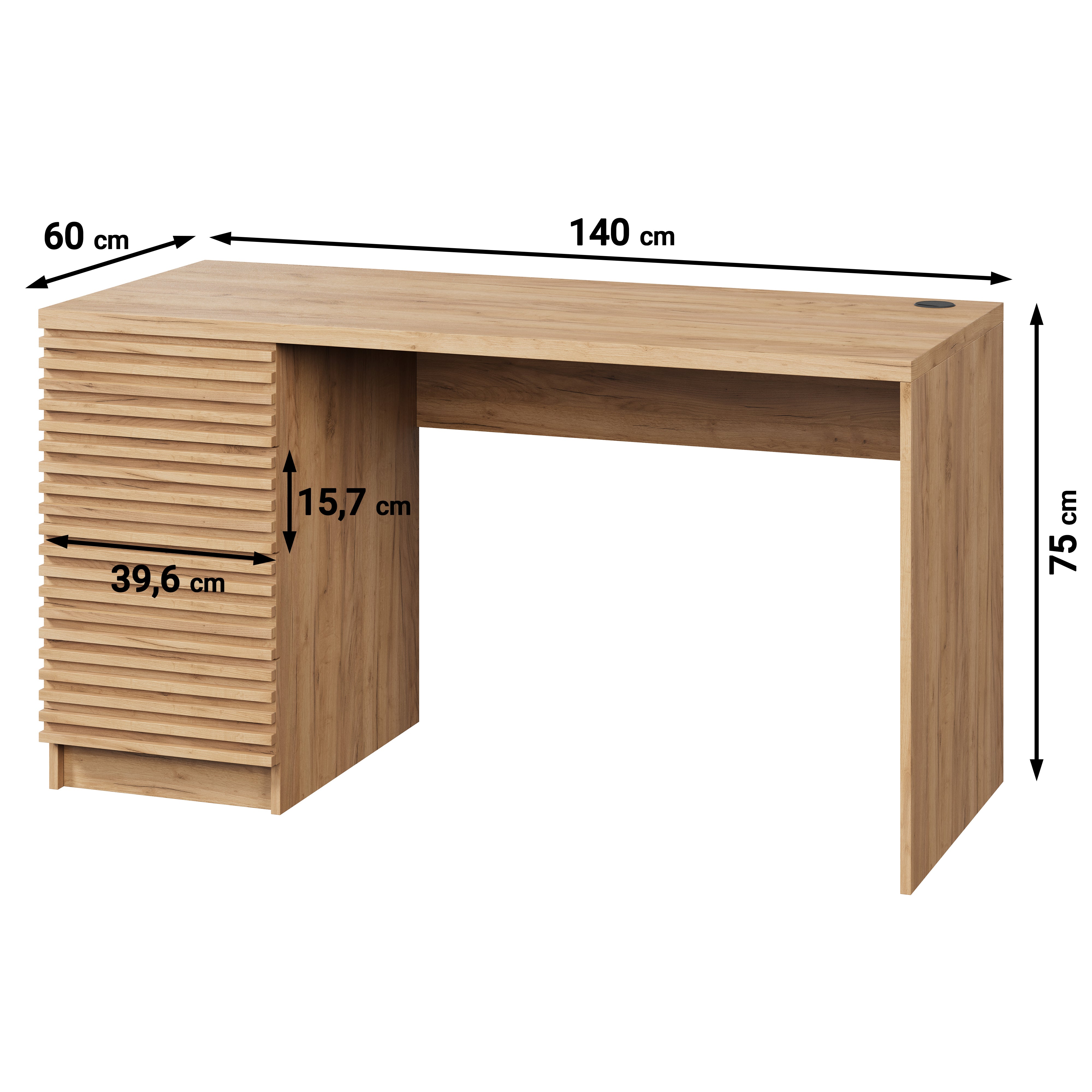 Bergamo - Bureau - Eiken - 140x60 cm
