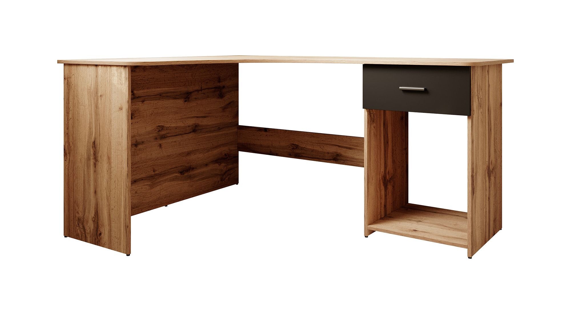 Ciudad - Bureau - Eiken/zwart - 155x125 cm
