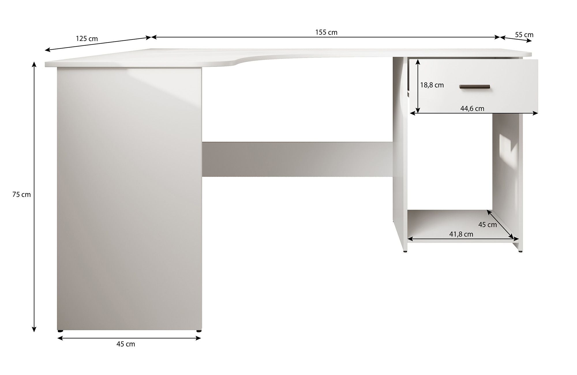 Ciudad - Bureau - Eiken/zwart - 155x125 cm