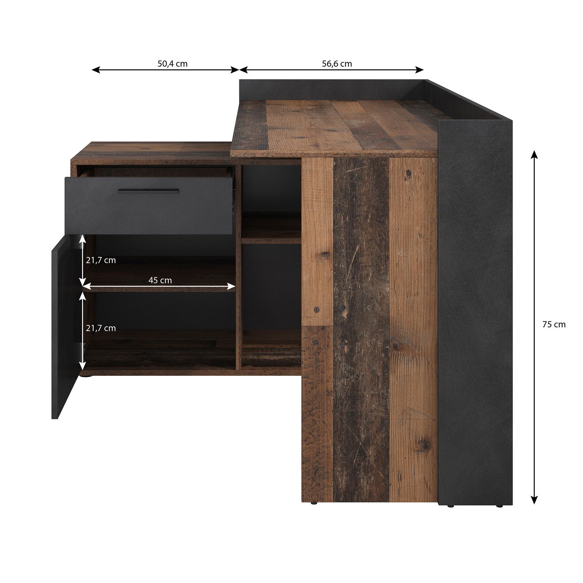 Dorade - Bureau - Old wood - Grijs - 136 cm