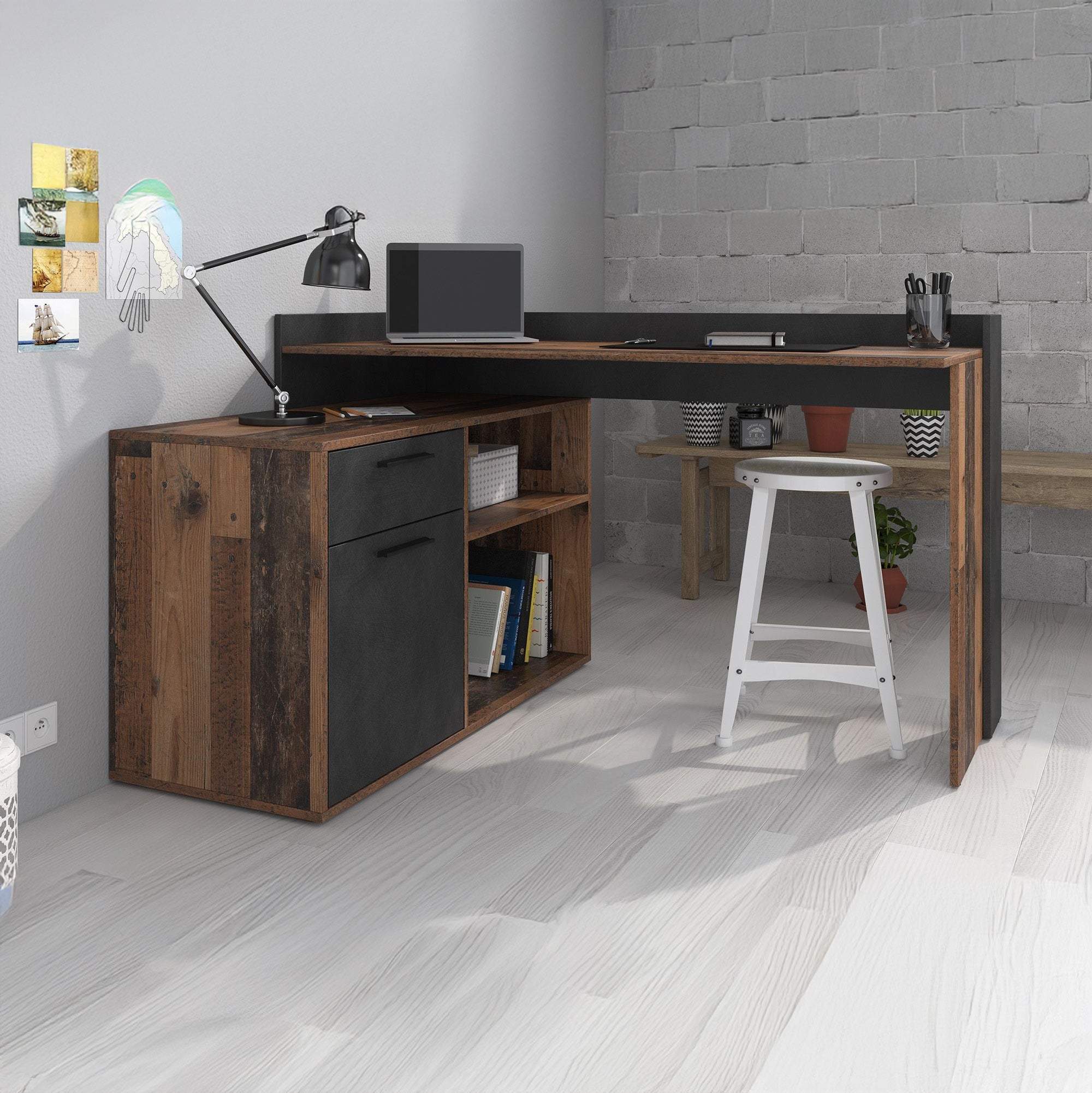 Dorade - Bureau - Old wood - Grijs - 136 cm