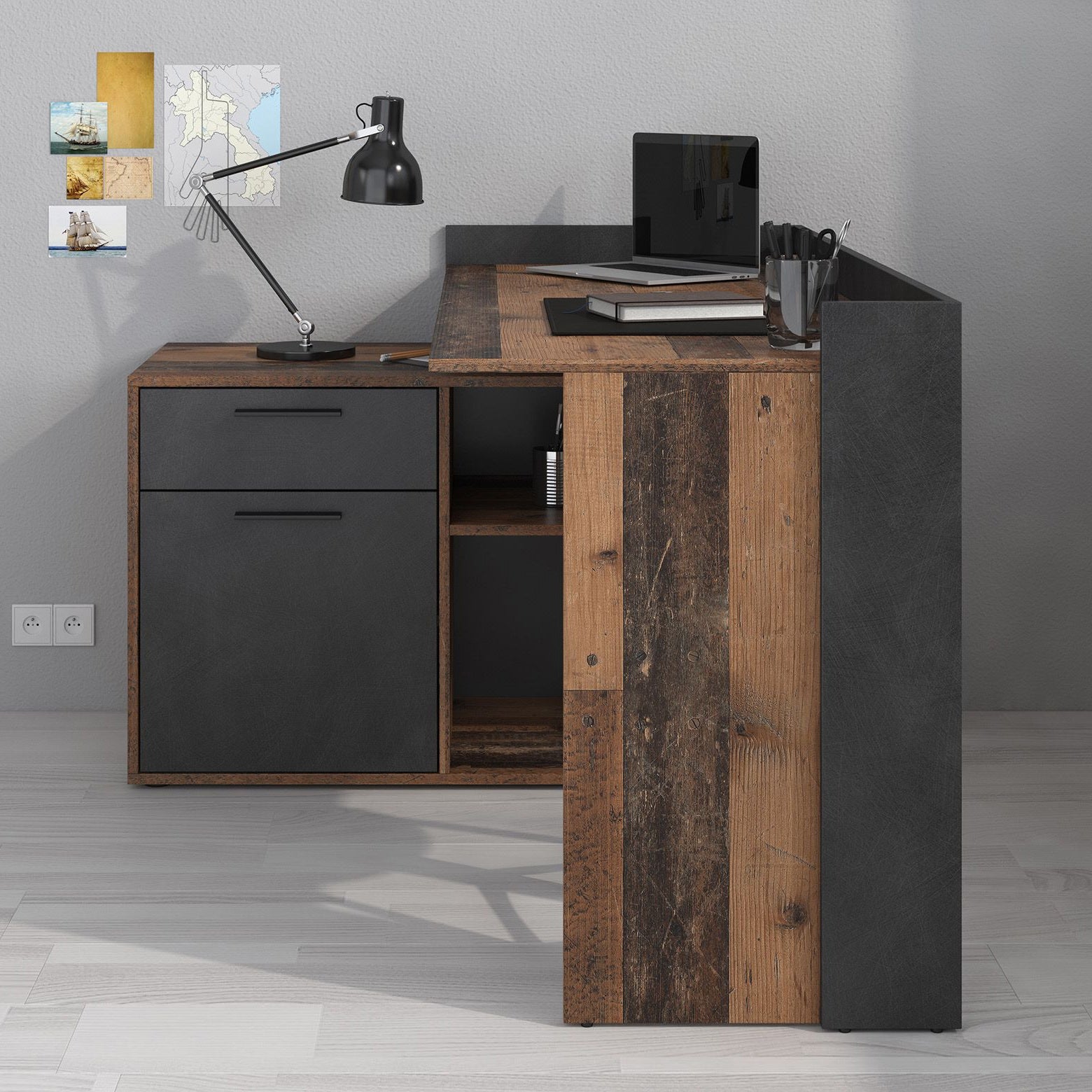 Dorade - Bureau - Old wood - Grijs - 136 cm