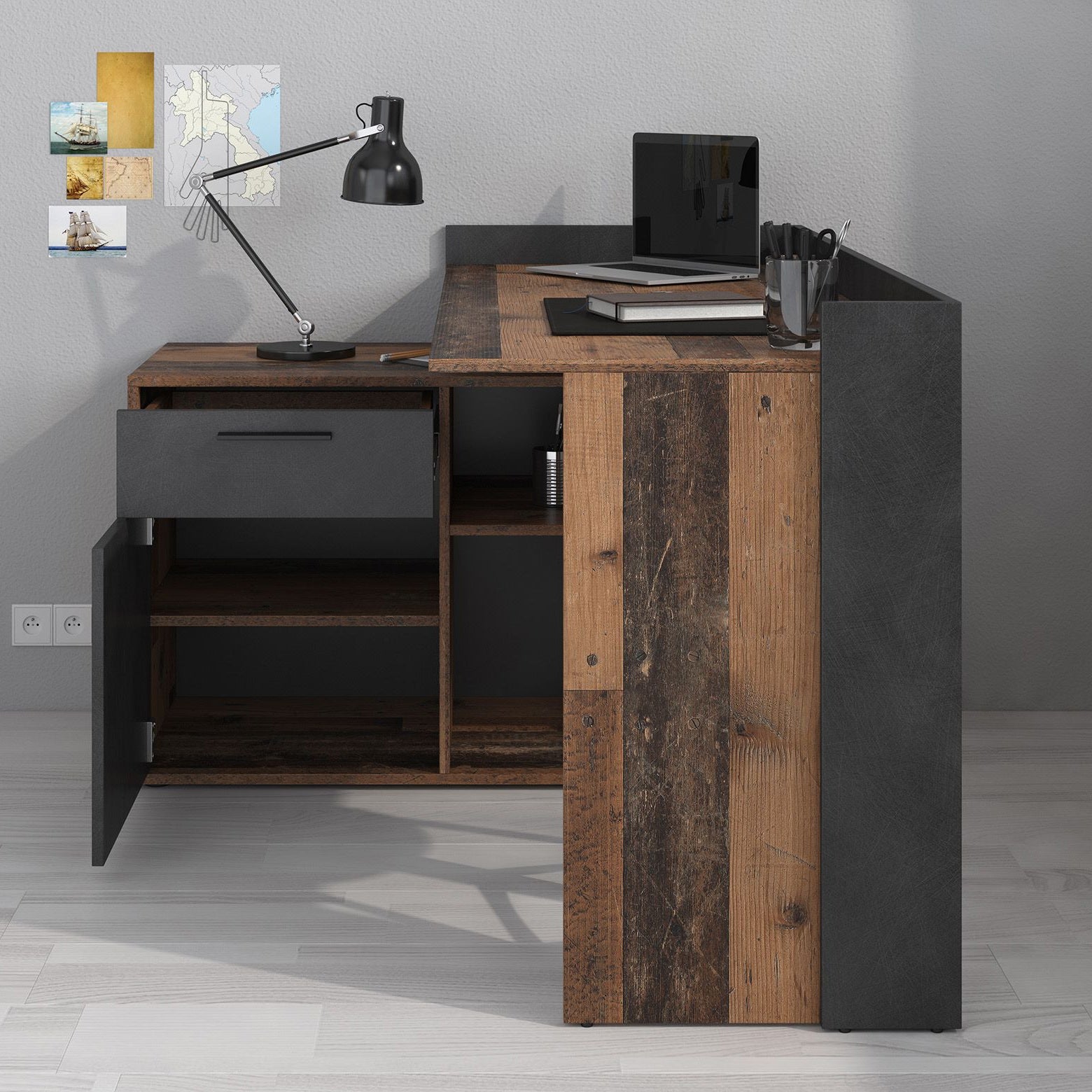 Dorade - Bureau - Old wood - Grijs - 136 cm
