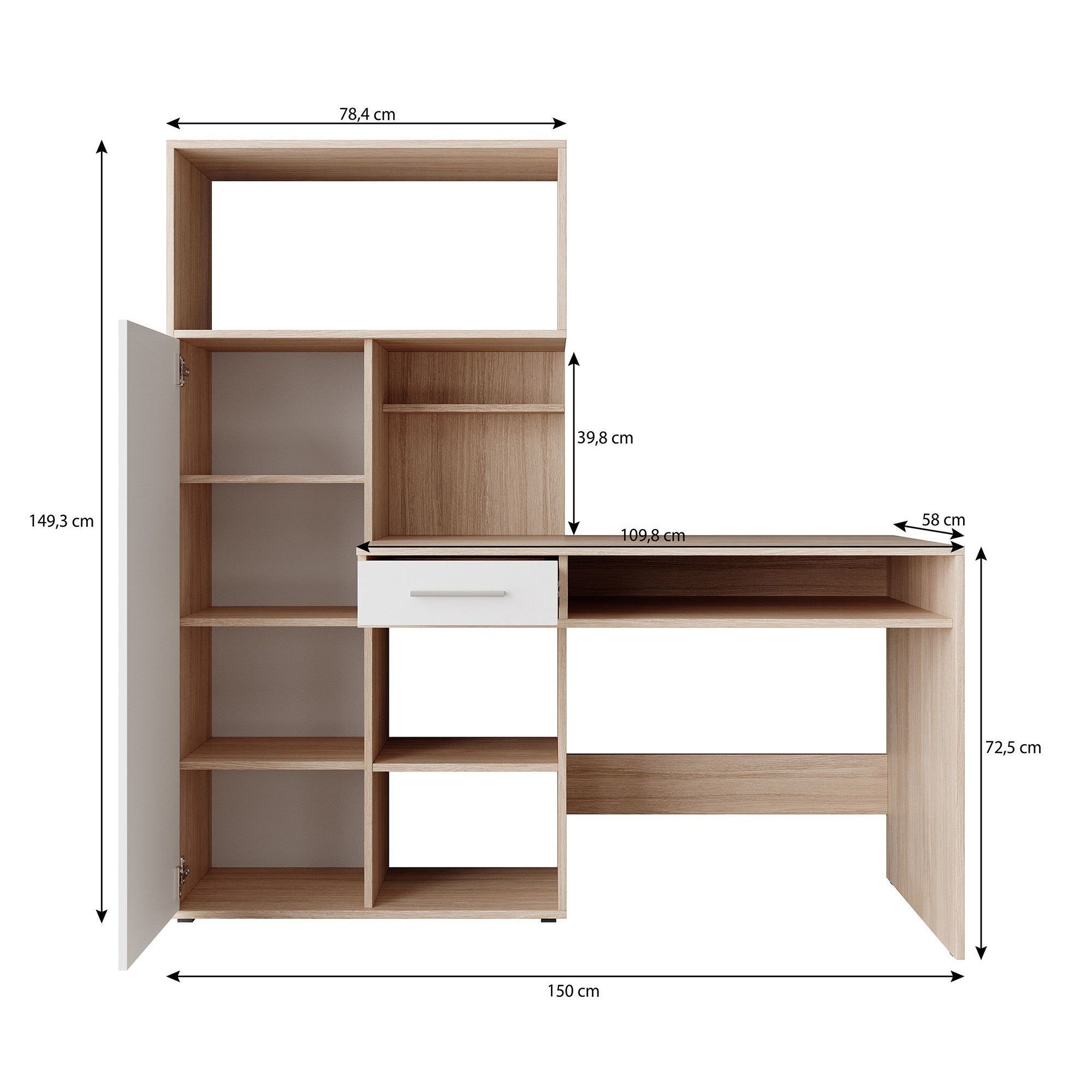 Harrah - Bureau - Eiken - Wit - 150 cm