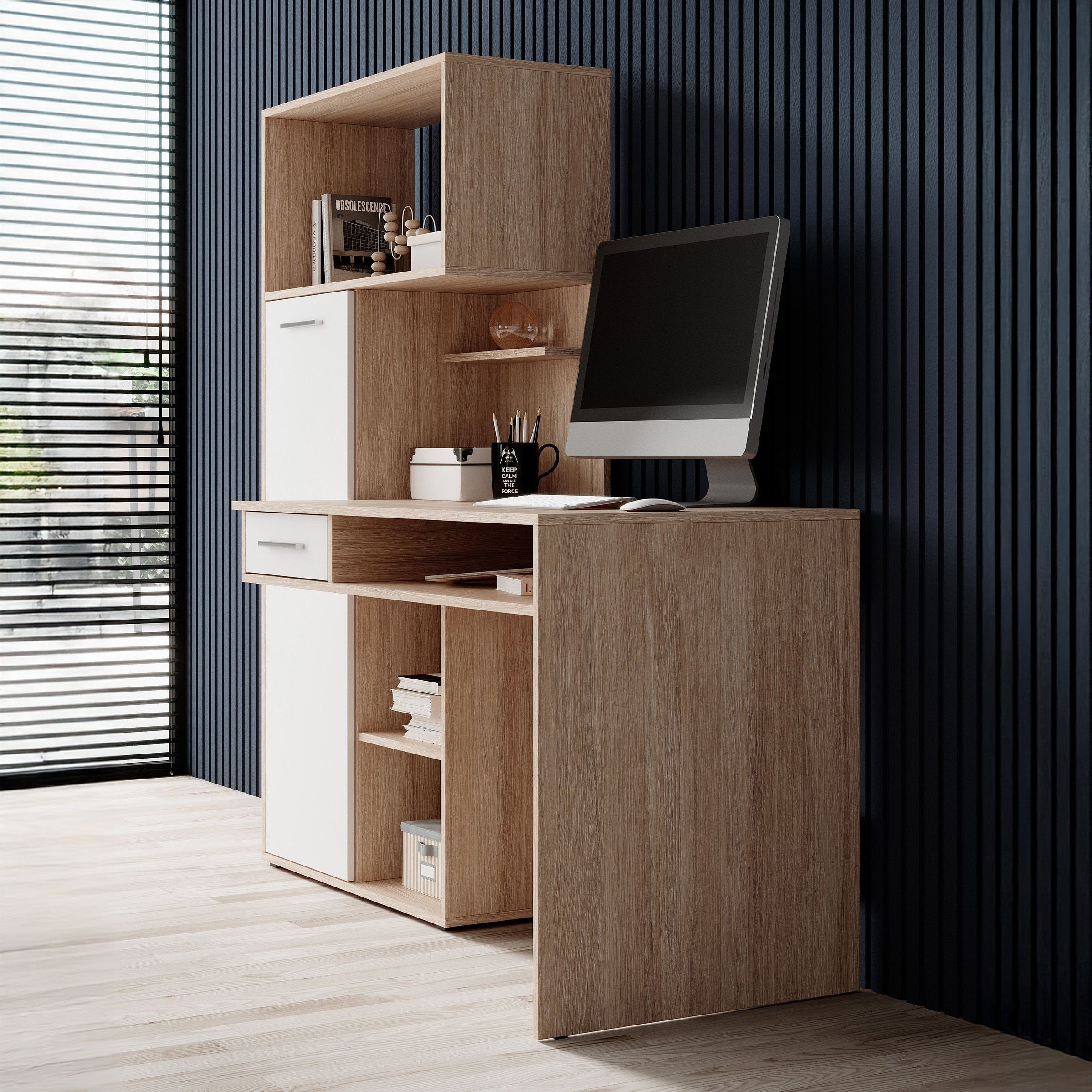 Harrah - Bureau - Eiken - Wit - 150 cm