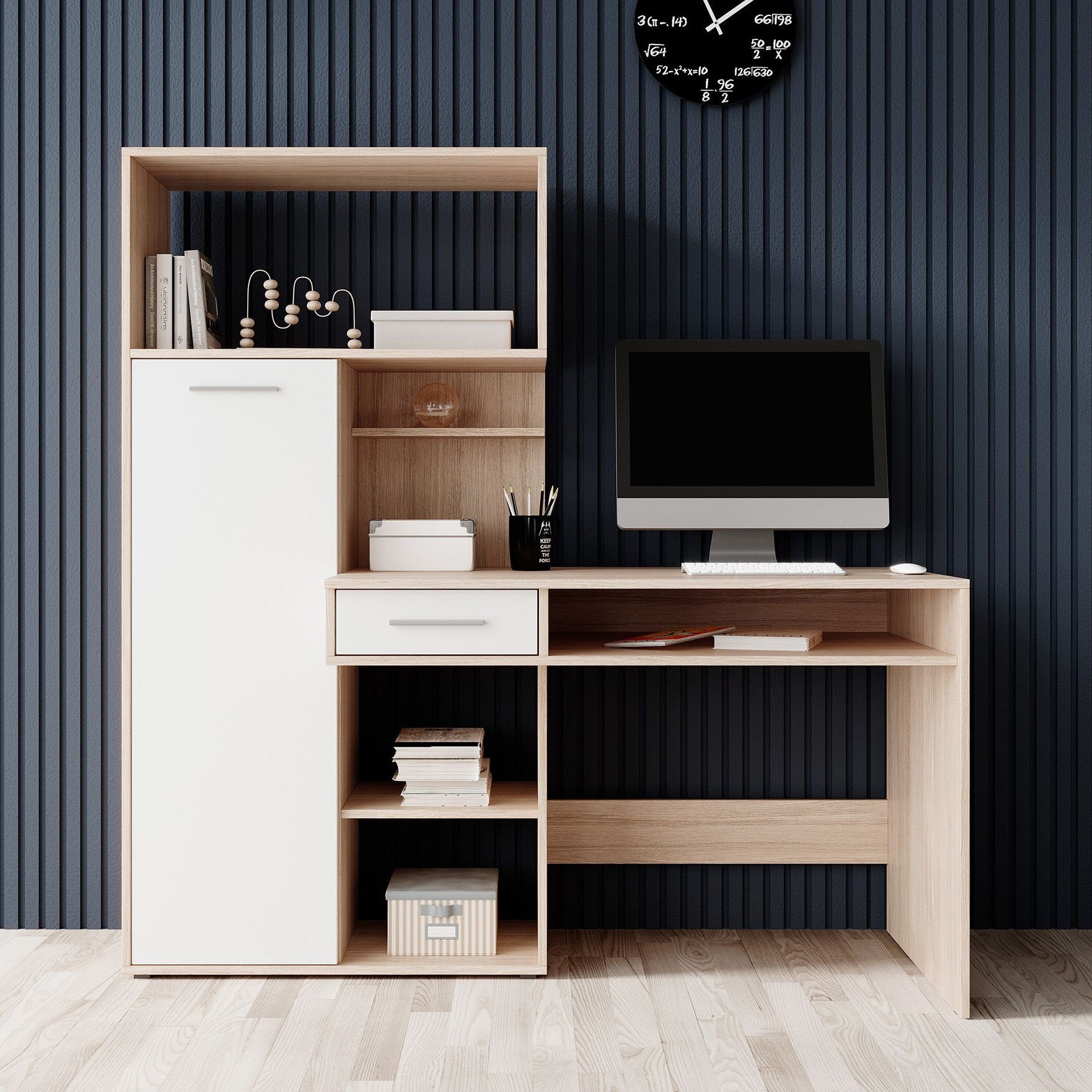Harrah - Bureau - Eiken - Wit - 150 cm