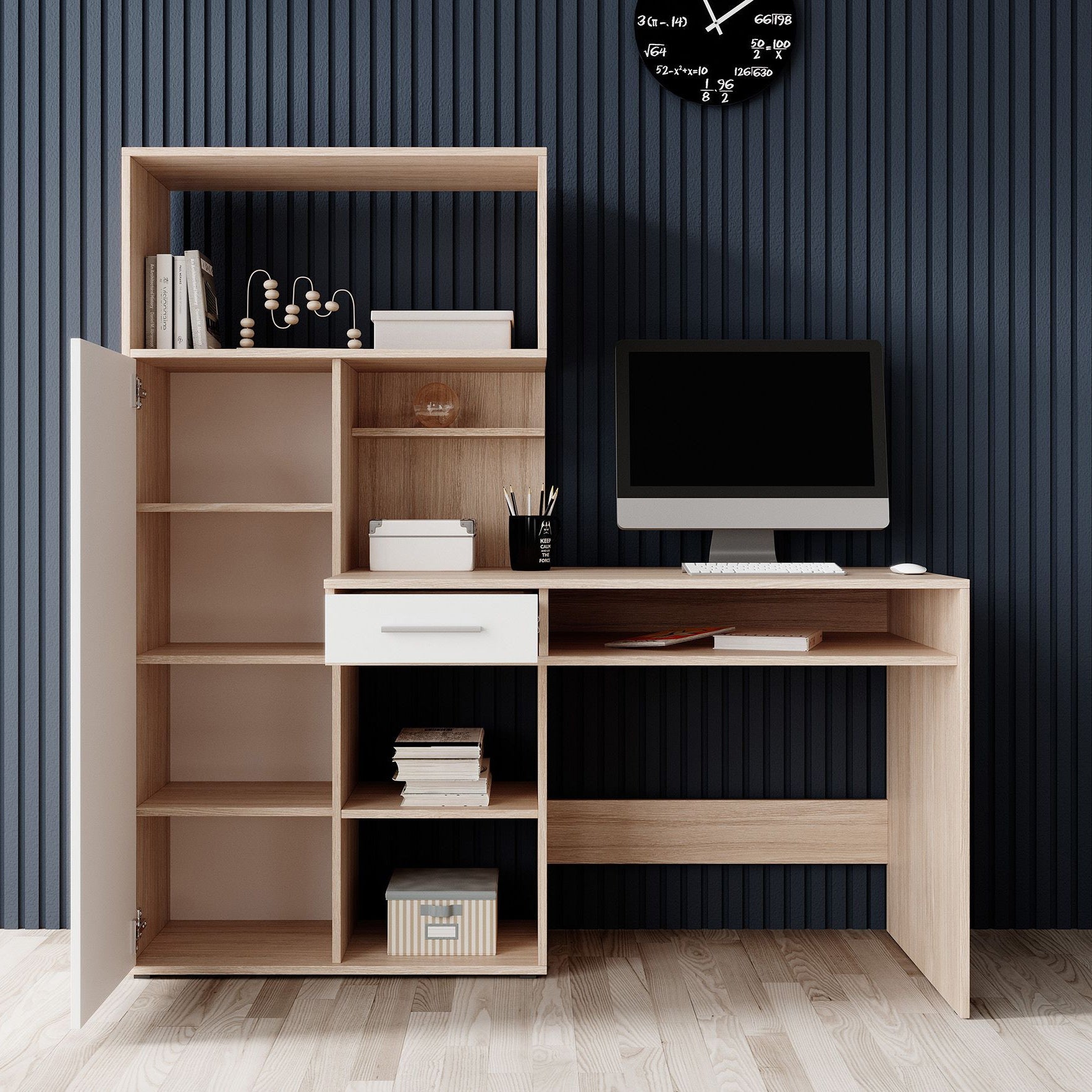 Harrah - Bureau - Eiken - Wit - 150 cm