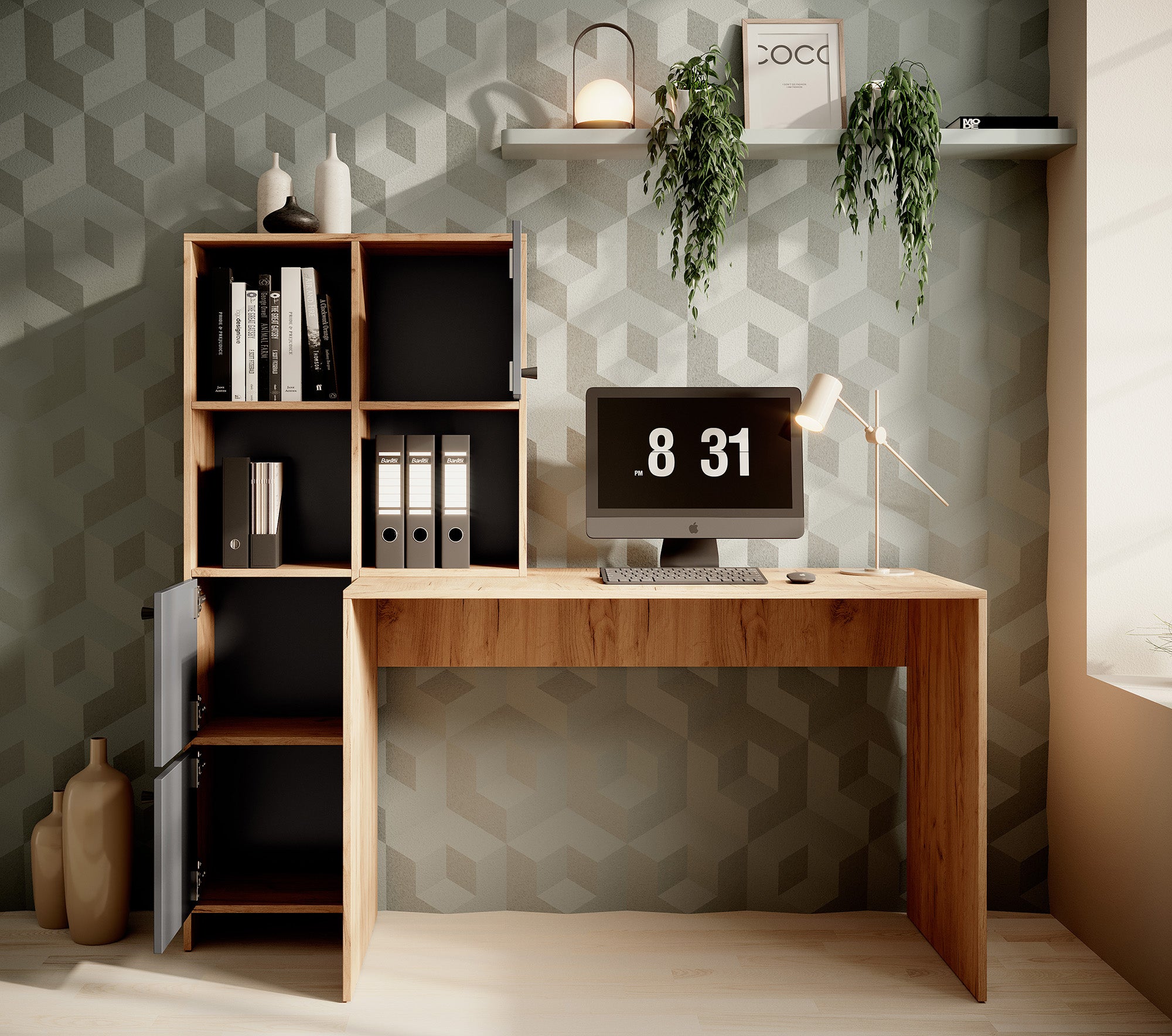 Hyatt - Bureau - Eiken/antraciet - 156x55 cm