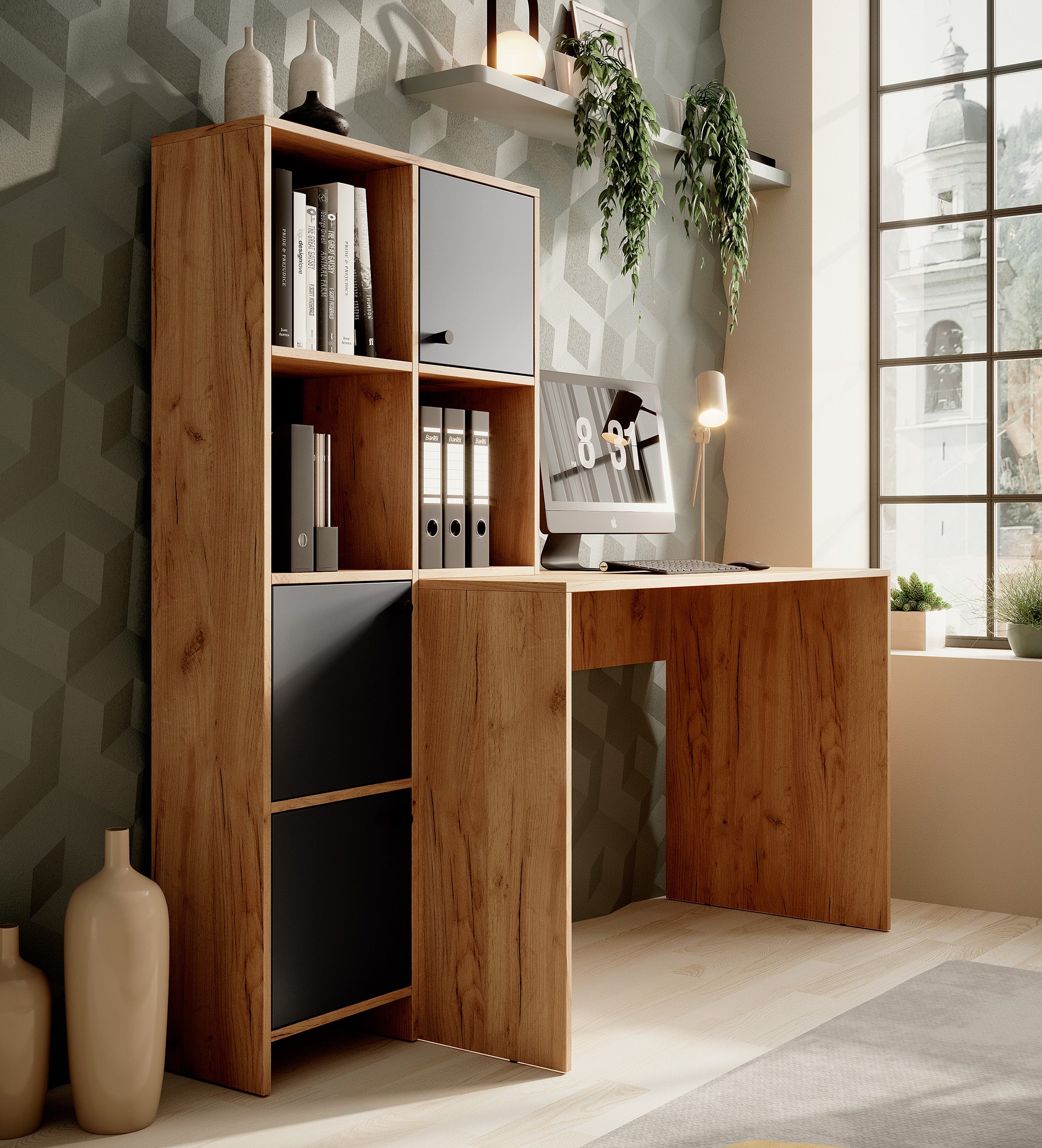Hyatt - Bureau - Eiken/antraciet - 156x55 cm