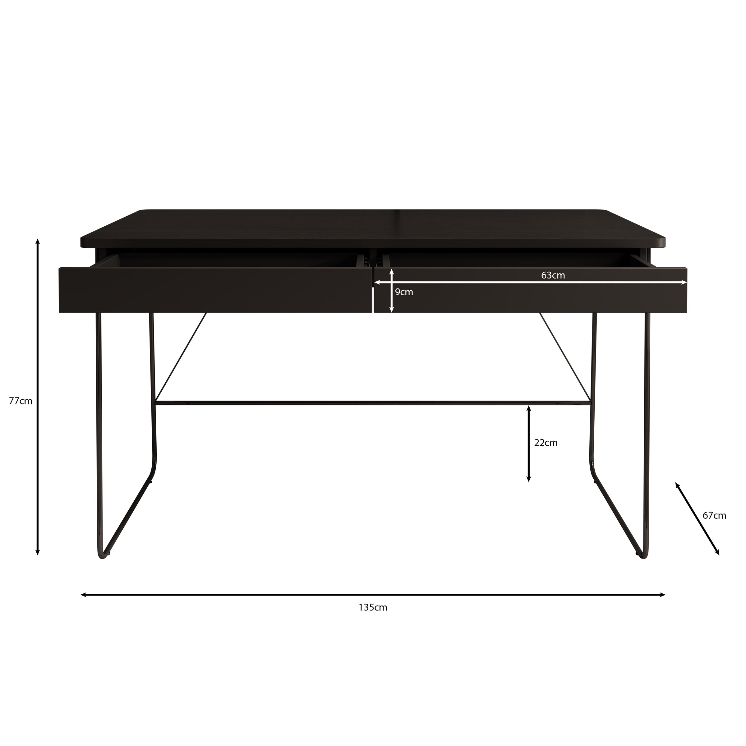 Medea - Bureau - Zwart - 135x67 cm
