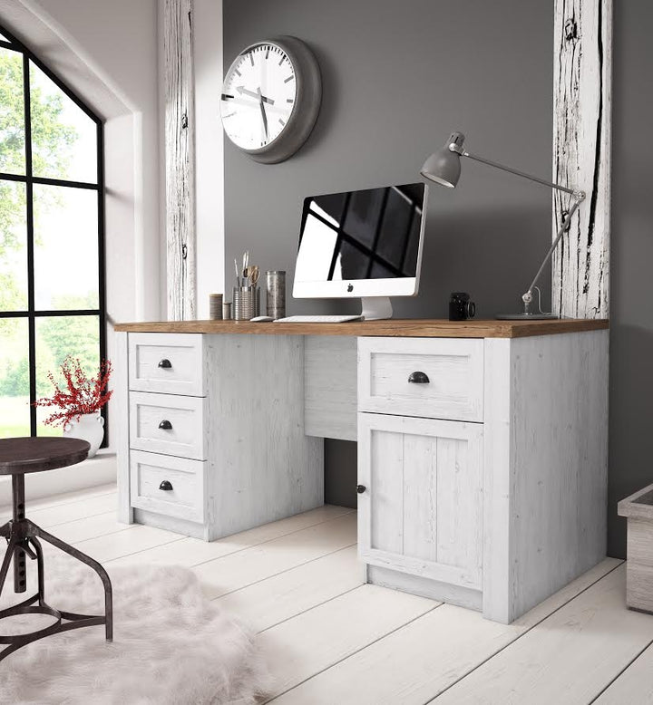 Parello - Bureau - Wit/eiken - 160x67 cm