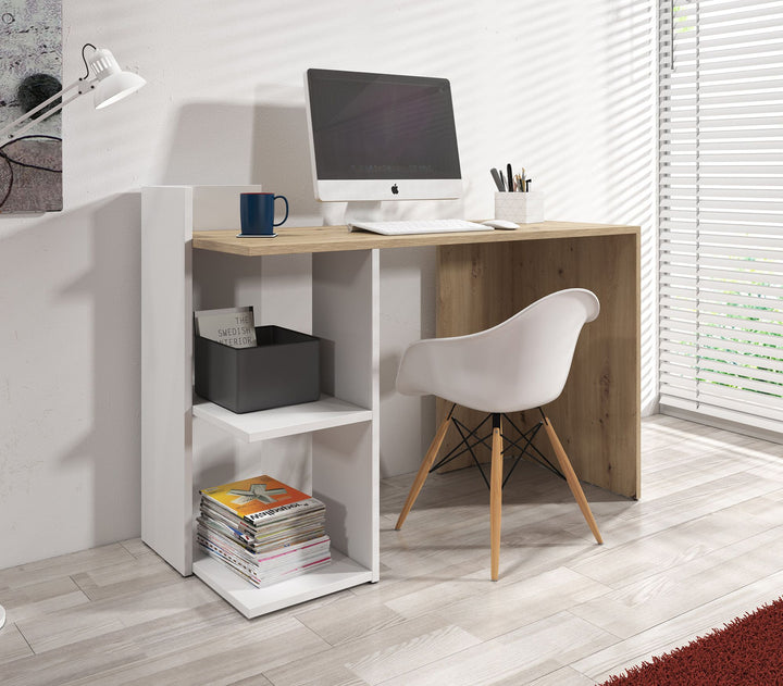 Pierre - Bureau - Eiken/wit - 120x52 cm