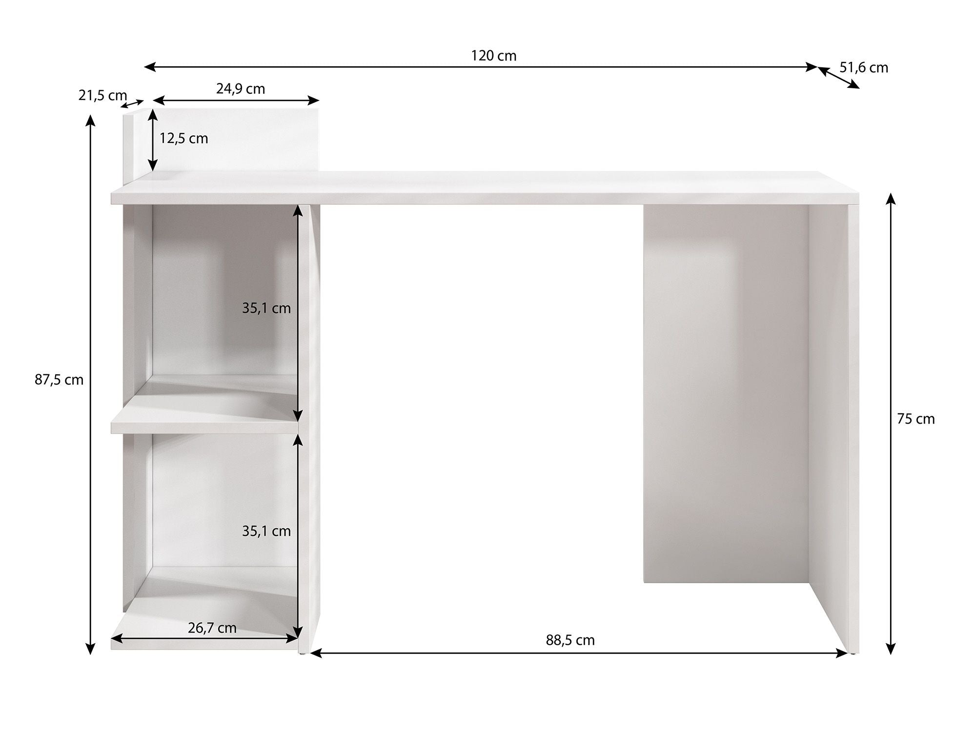 Pierre - Bureau - Wit - 120x52 cm