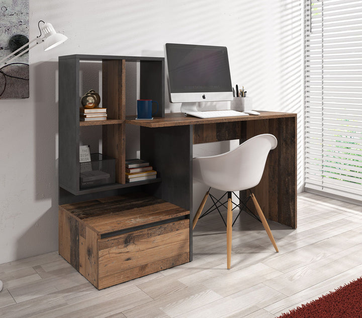 Pierre 2 - Bureau - Donker eiken/antraciet - 145x52 cm