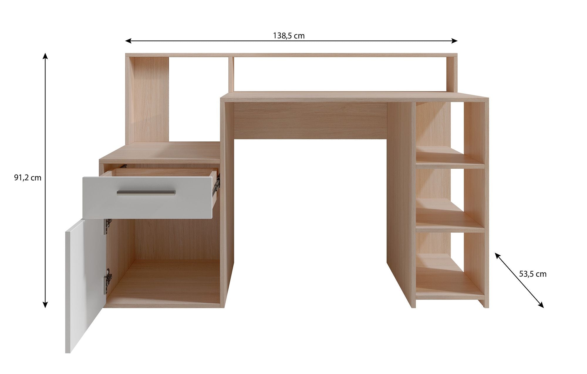 Pierre 5 - Bureau - Donker eiken/antraciet - 139x54 cm