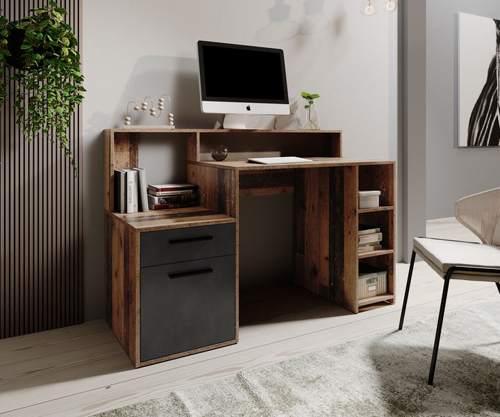 Pierre 5 - Bureau - Donker eiken/antraciet - 139x54 cm