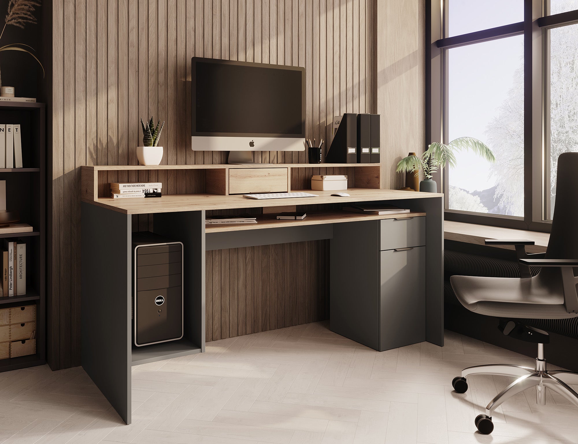 Ryan - Bureau - Grijs/eiken - 160x70 cm