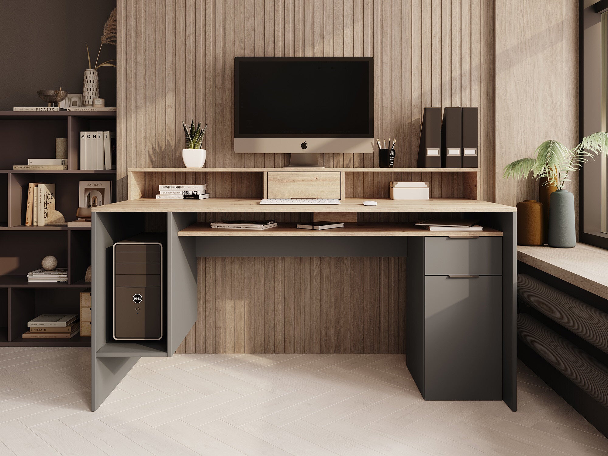 Ryan - Bureau - Grijs/eiken - 160x70 cm