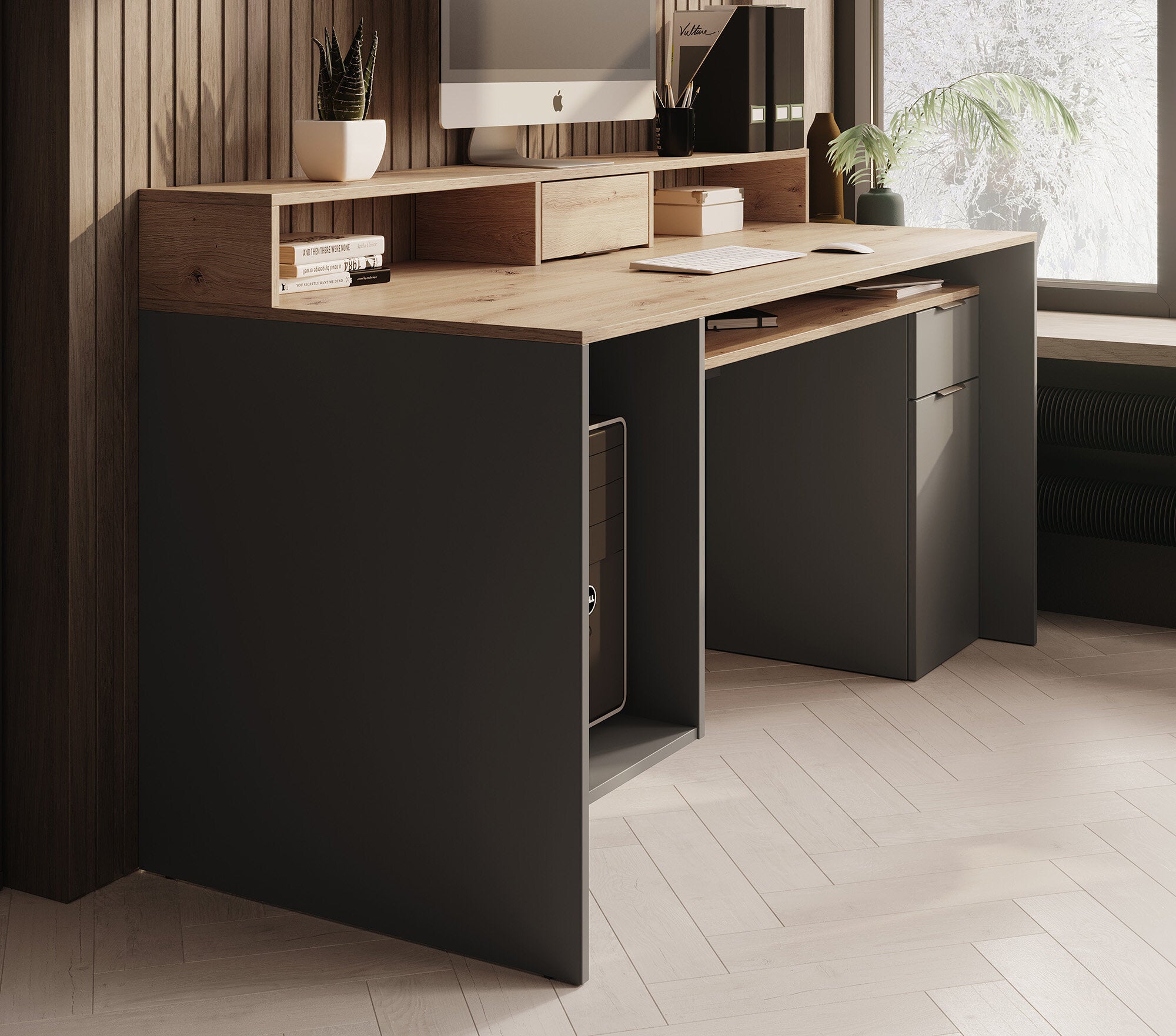 Ryan - Bureau - Grijs/eiken - 160x70 cm