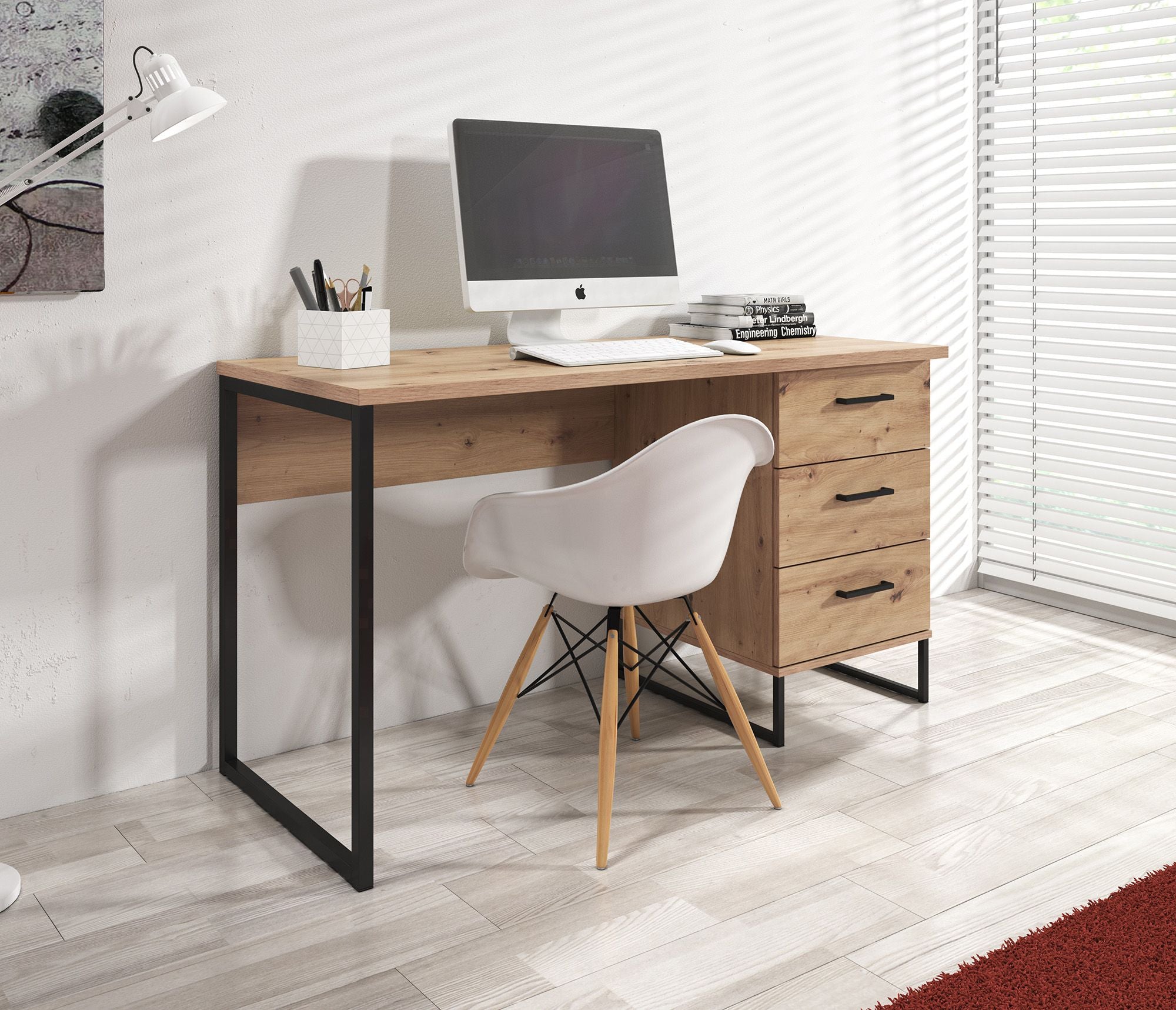 Saturn - Bureau - Eiken/zwart - 138x56 cm