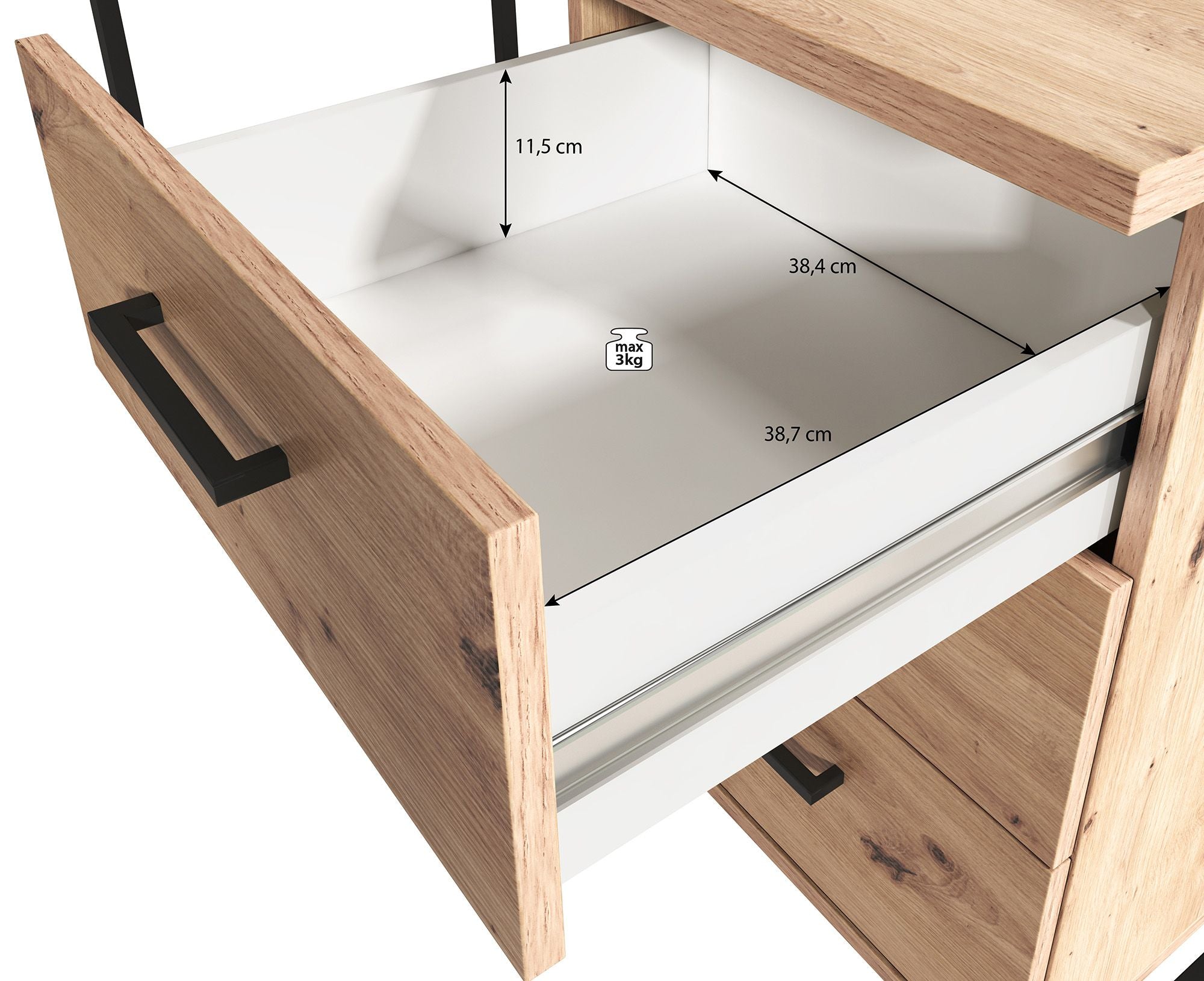 Saturn - Bureau - Eiken/zwart - 138x56 cm
