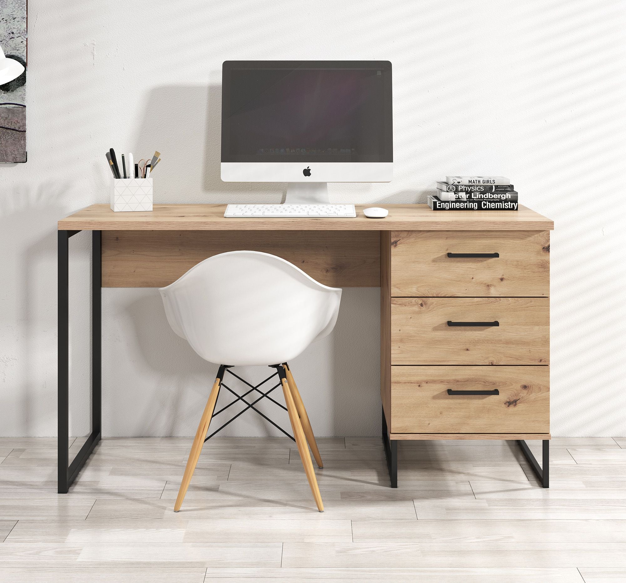 Saturn - Bureau - Eiken/zwart - 138x56 cm