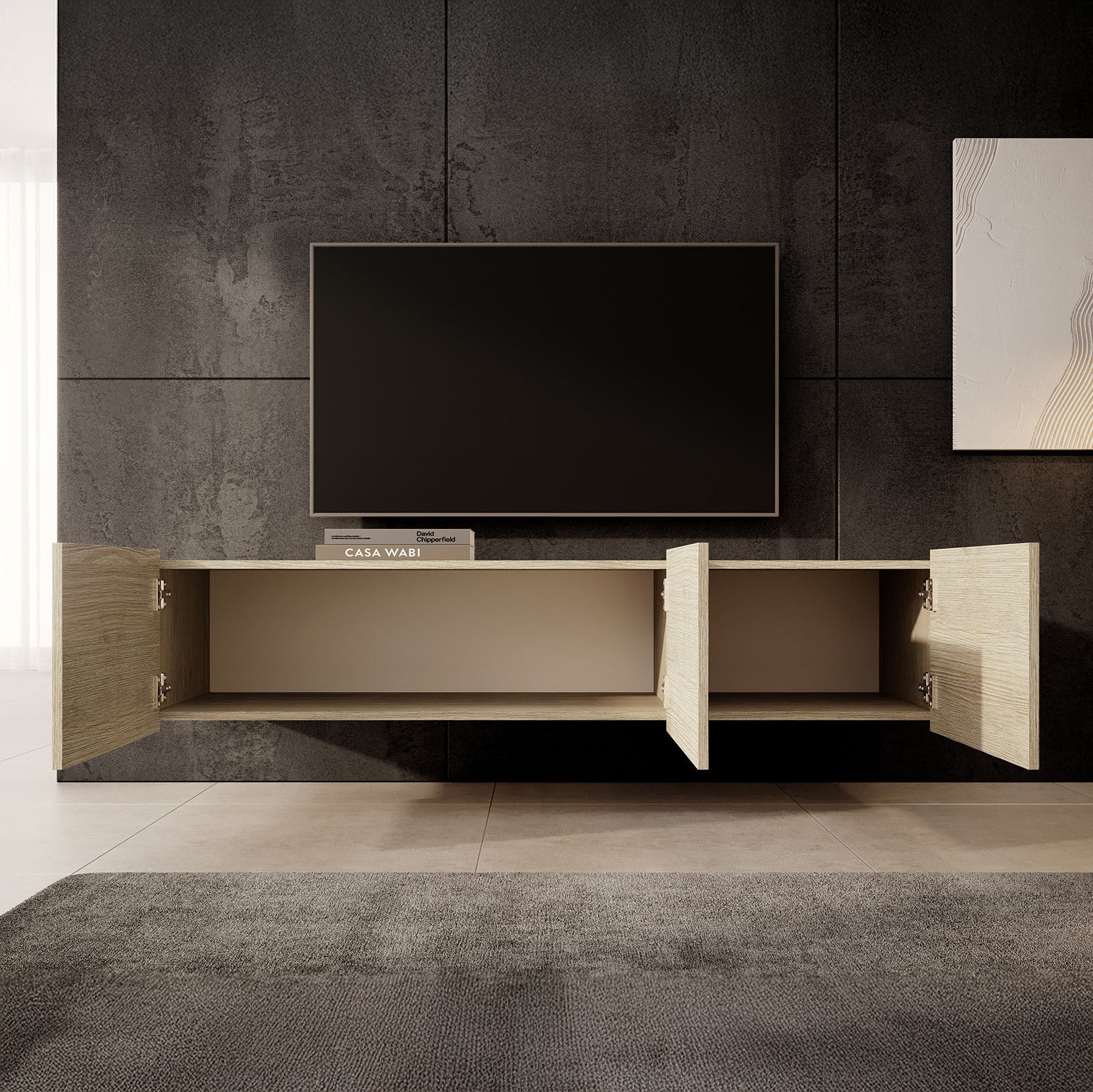 Calabas - TV-Meubel met 3 deuren - Eiken - 150 cm