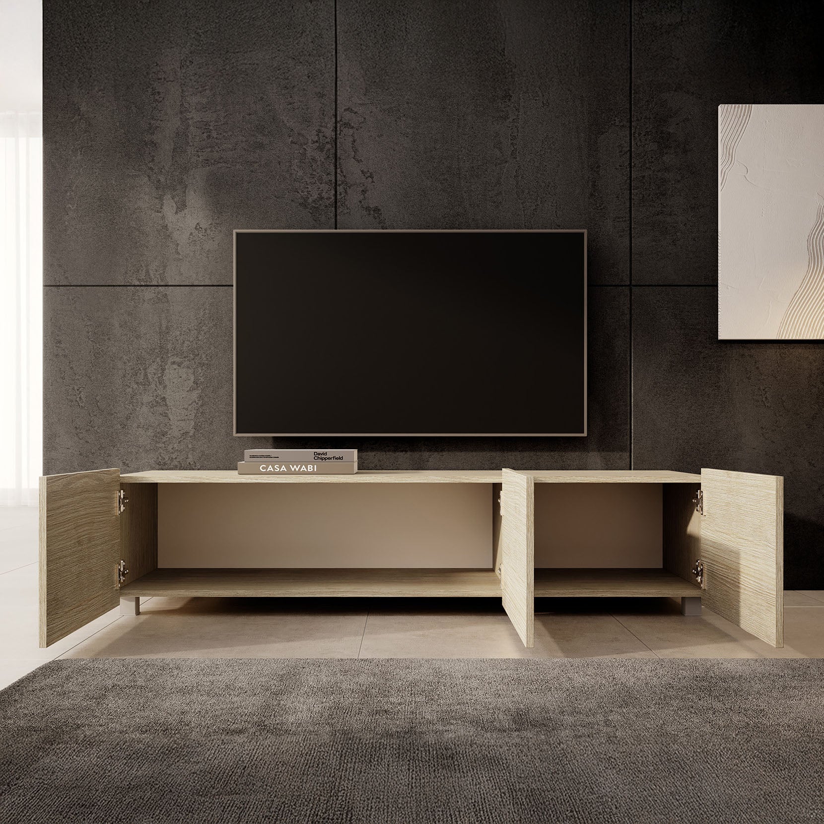 Calabas - TV-Meubel met 3 deuren - Eiken - 150 cm