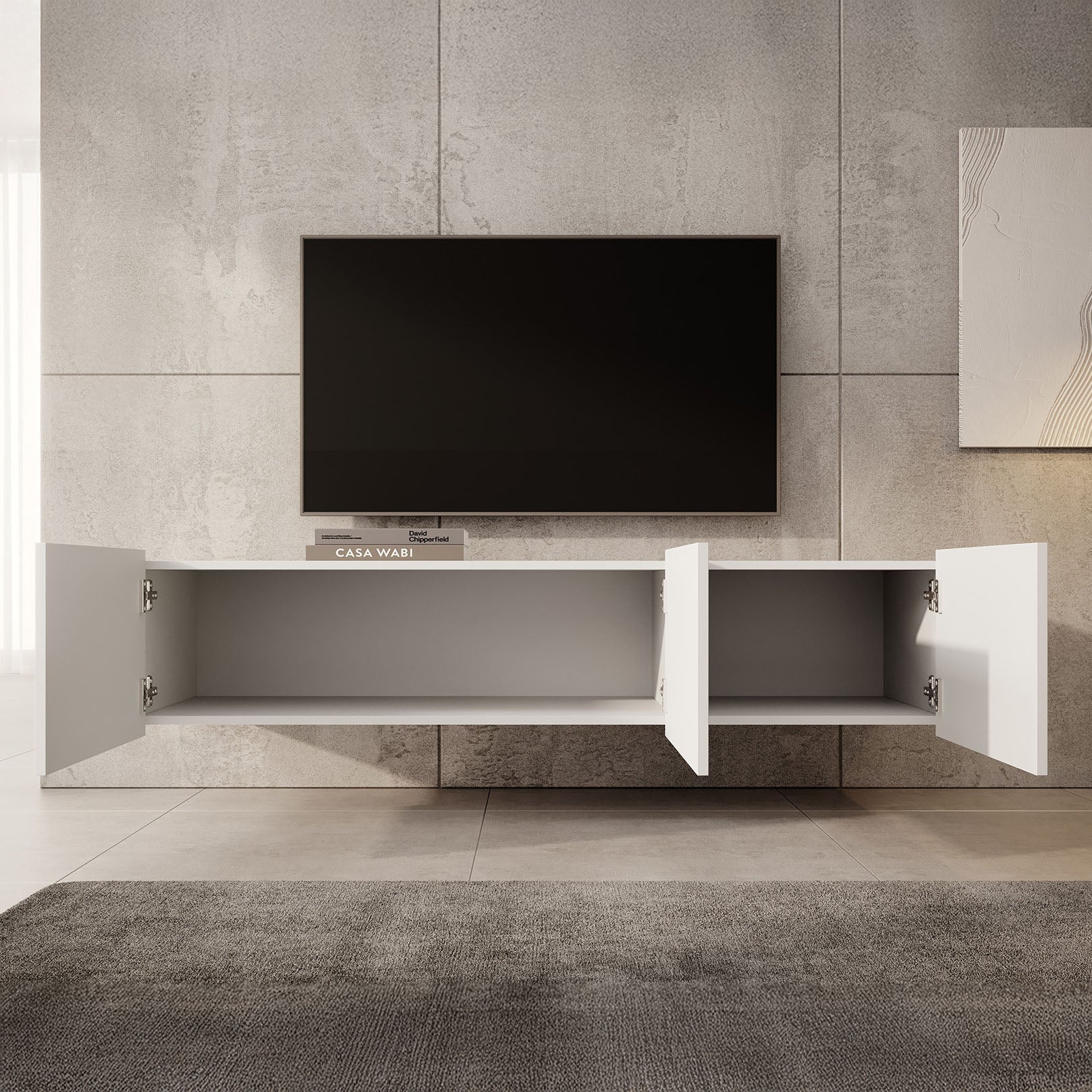 Calabas - TV-Meubel met 3 deuren - Wit - 150 cm