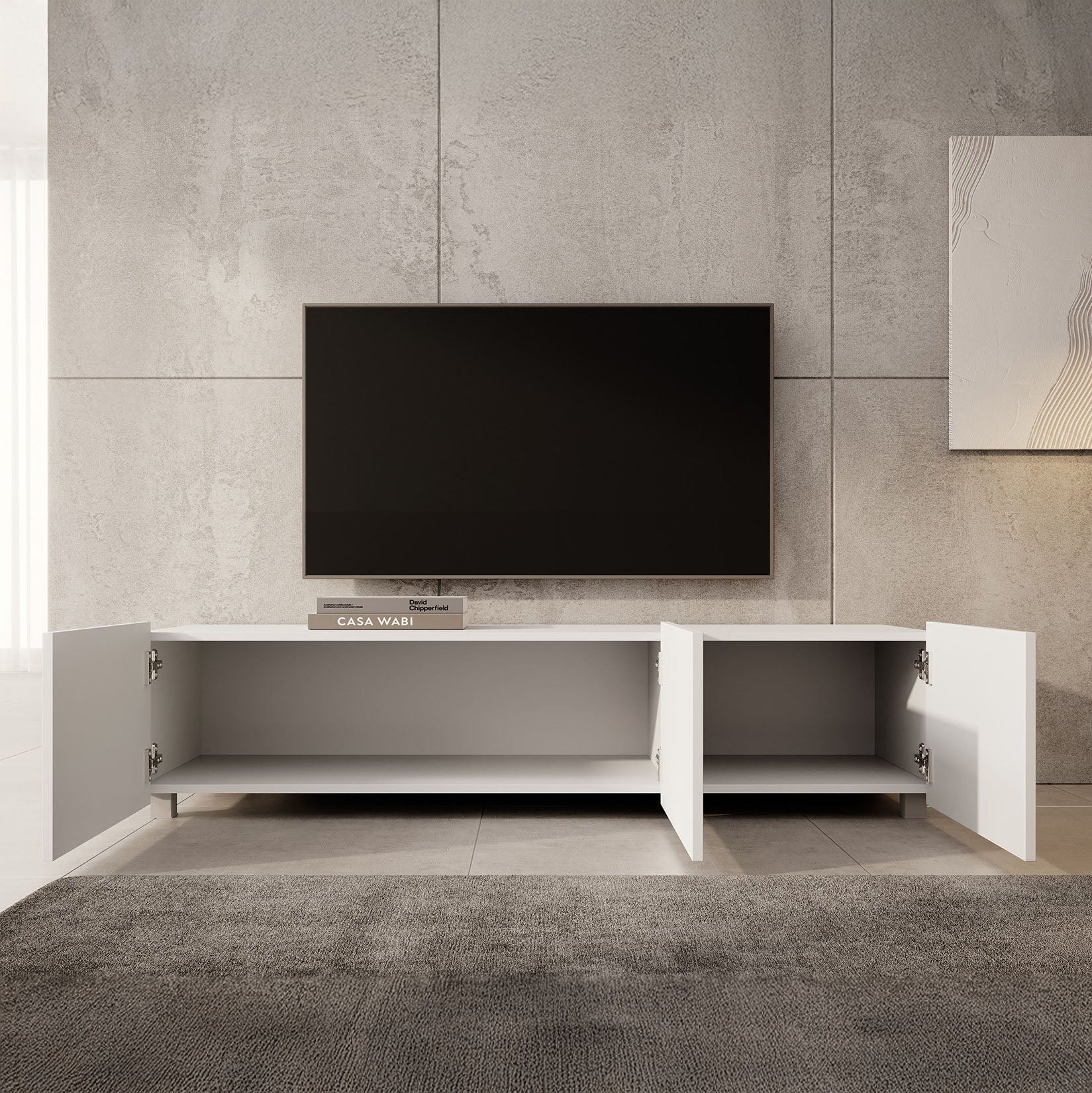 Calabas - TV-Meubel met 3 deuren - Wit - 150 cm