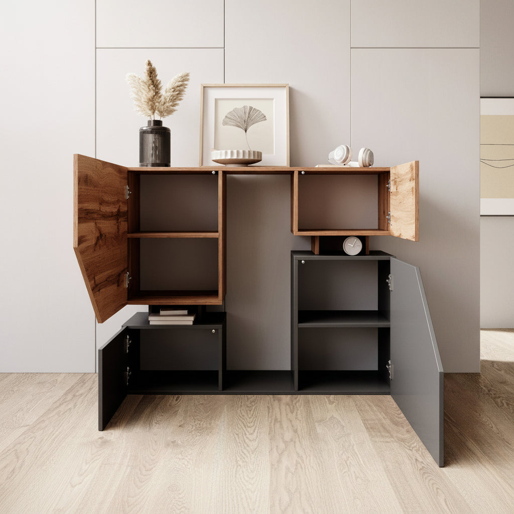 Canberra - Complete Woonkamer - Eikenpatroon/ Antraciet - Klein 1