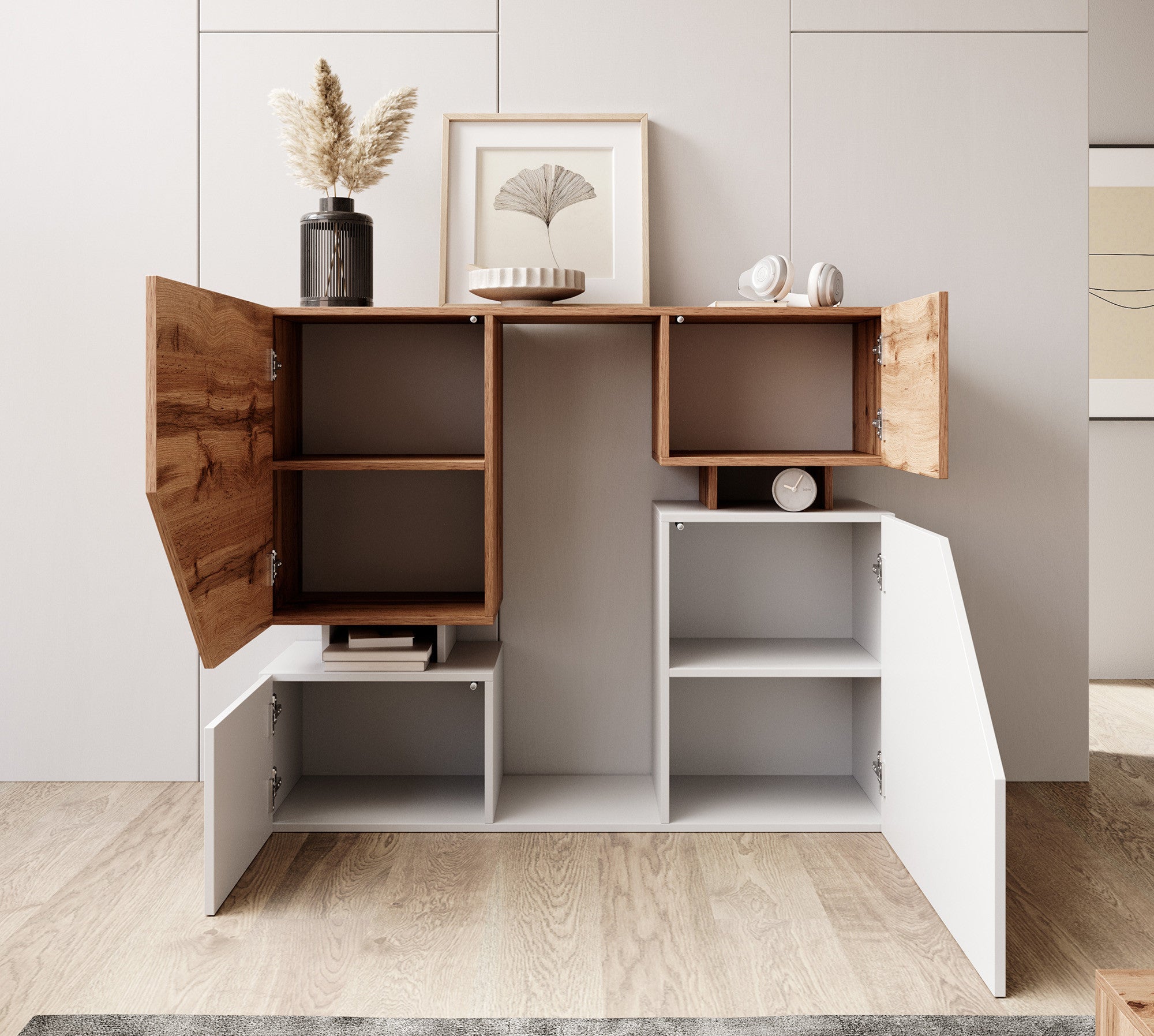 Canberra - Aparador - Roble/blanco - 120x35x100 cm