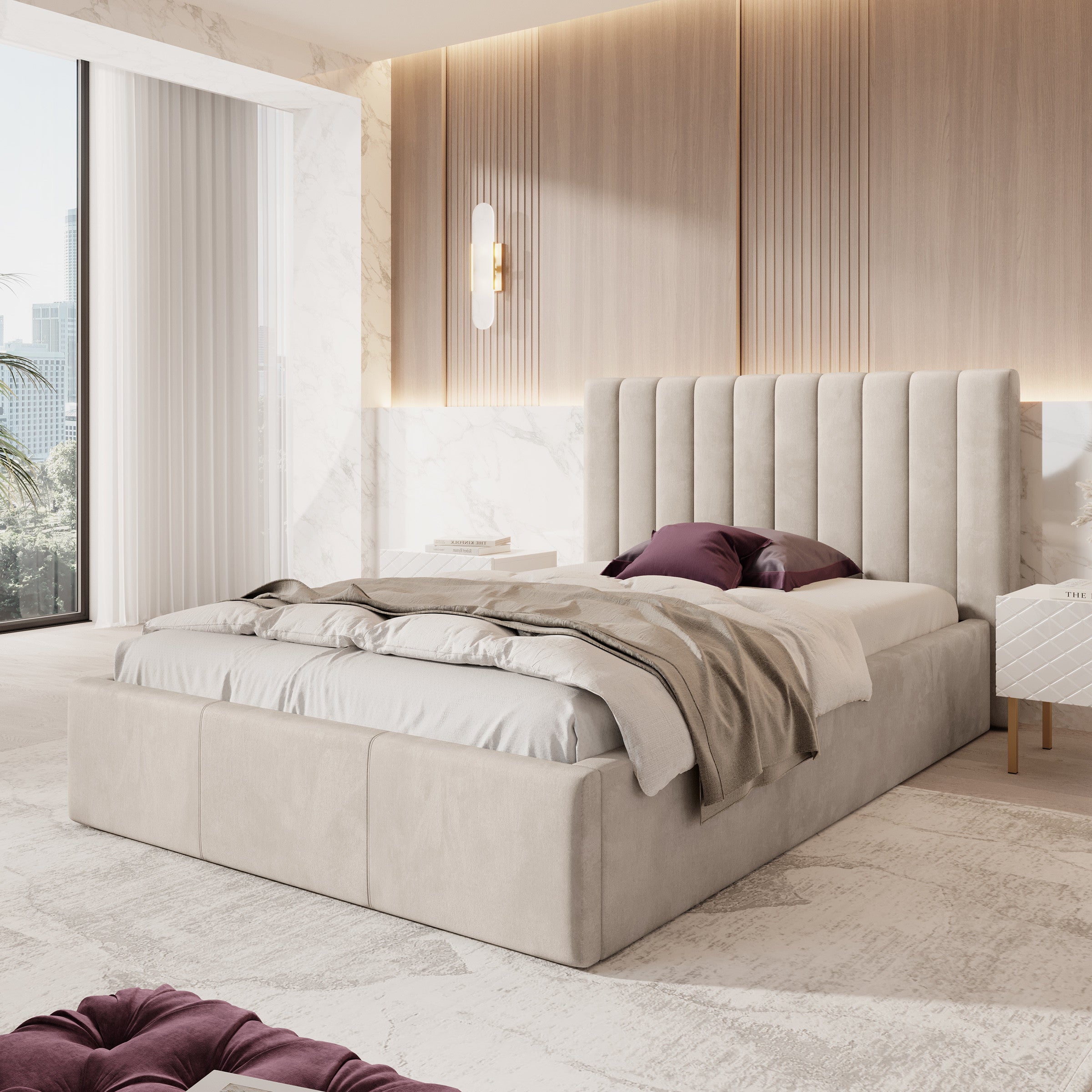Chief - Tweepersoonsbed - Velvet beige - 140x200 cm