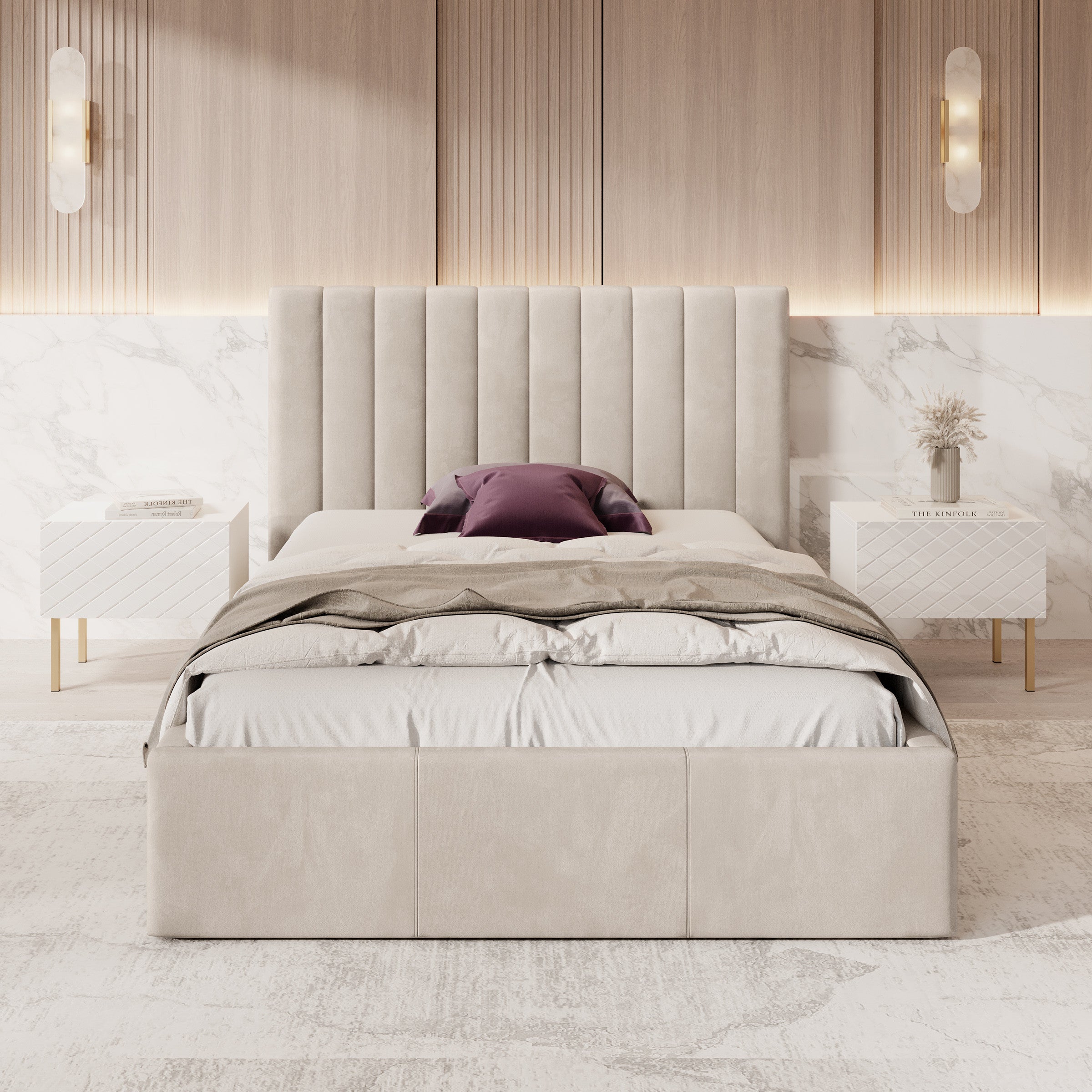 Chief - Tweepersoonsbed - Velvet beige - 140x200 cm