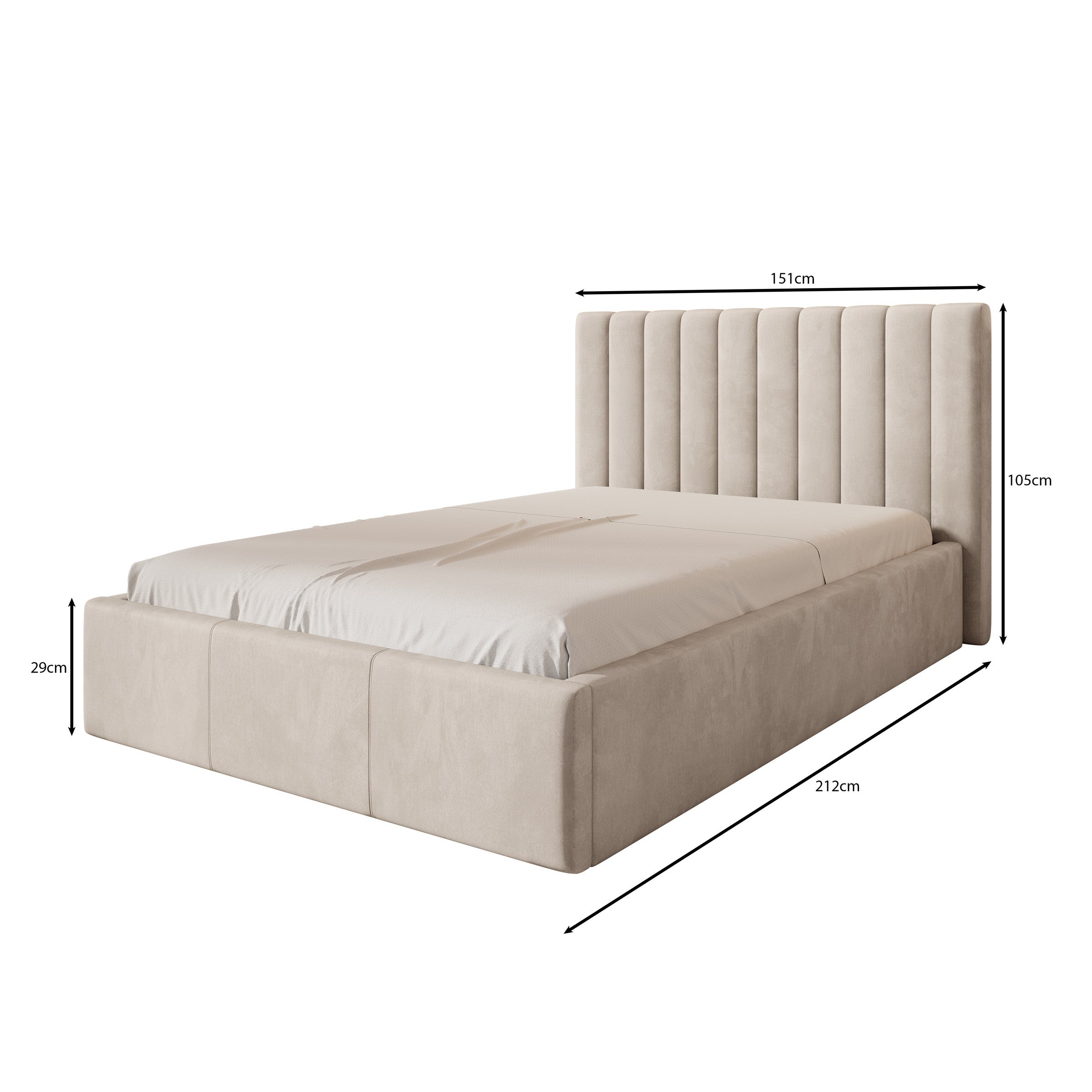 Chief - Tweepersoonsbed - Velvet beige - 140x200 cm