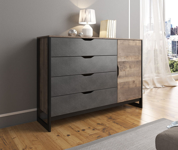 Acasia - Dressoir - Grijs/eiken - 138x40x99 cm