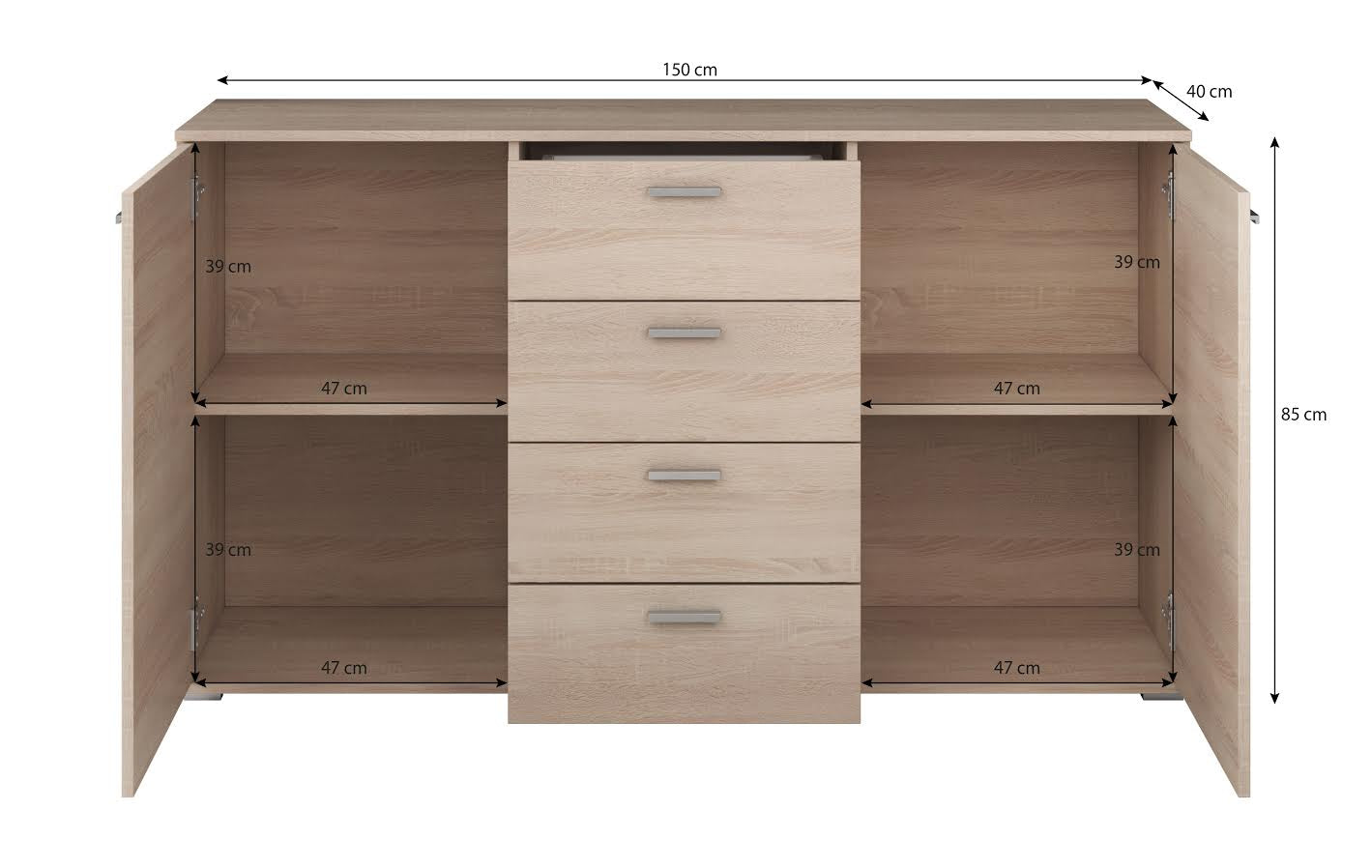 Dento - Dressoir - Wit - 150x40x85 cm