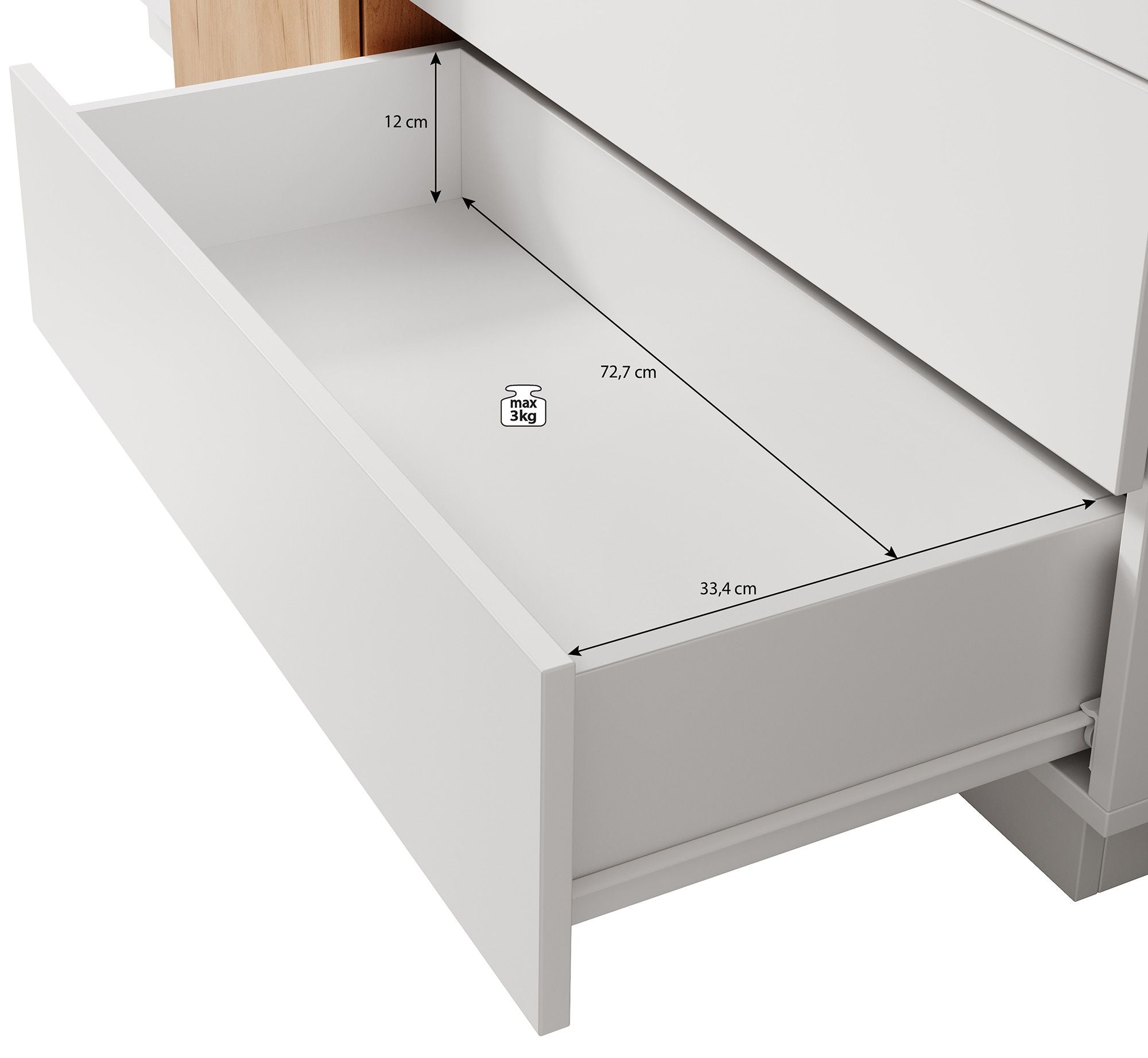 Three - Dressoir - Wit/eiken - 160x46x93 cm