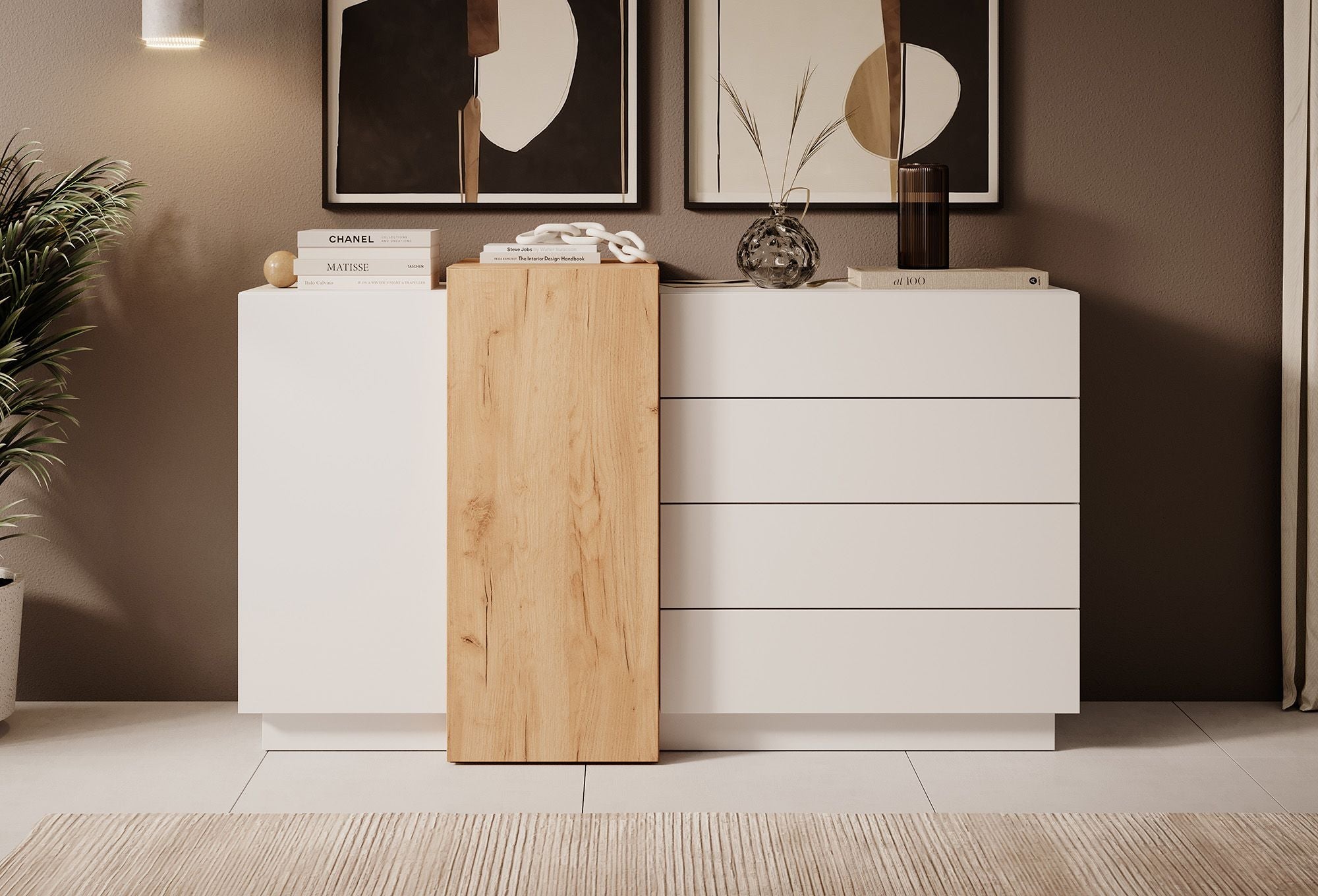 Three - Dressoir - Wit/eiken - 160x46x93 cm